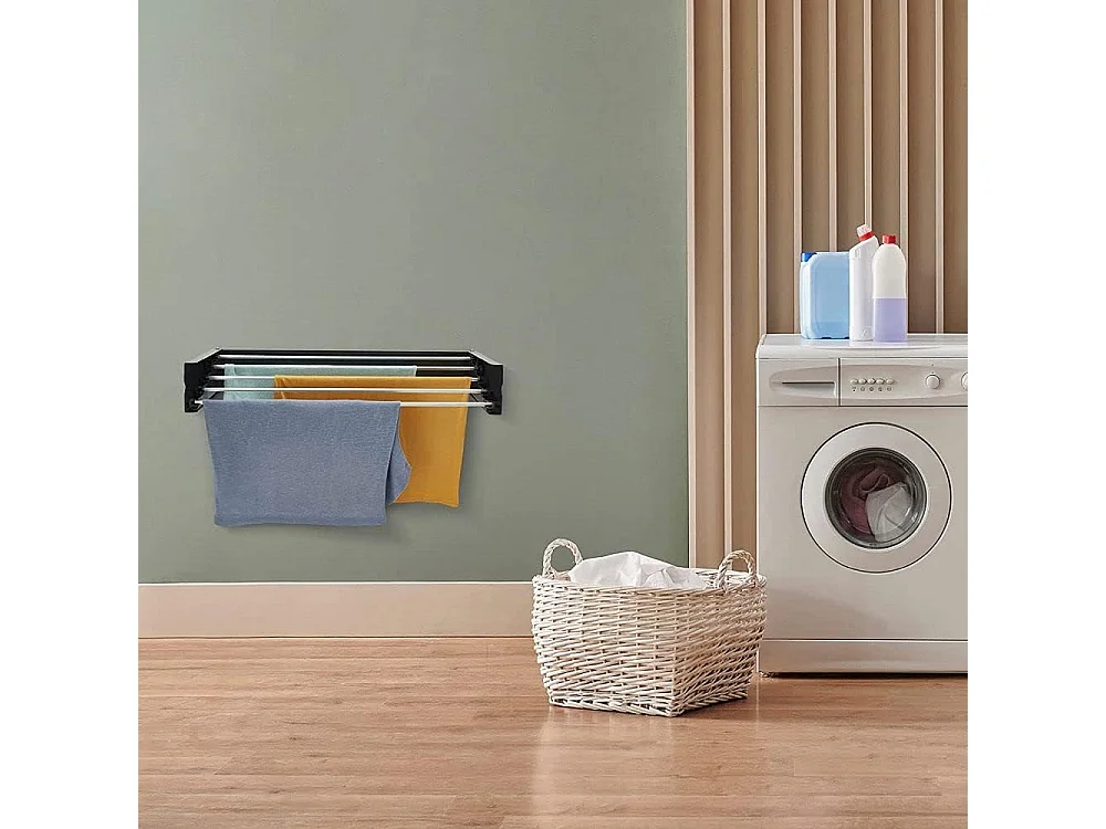 Étendoir mural rétractable en aluminium résistant – anthracite – 101x50x13 cm Hide 100