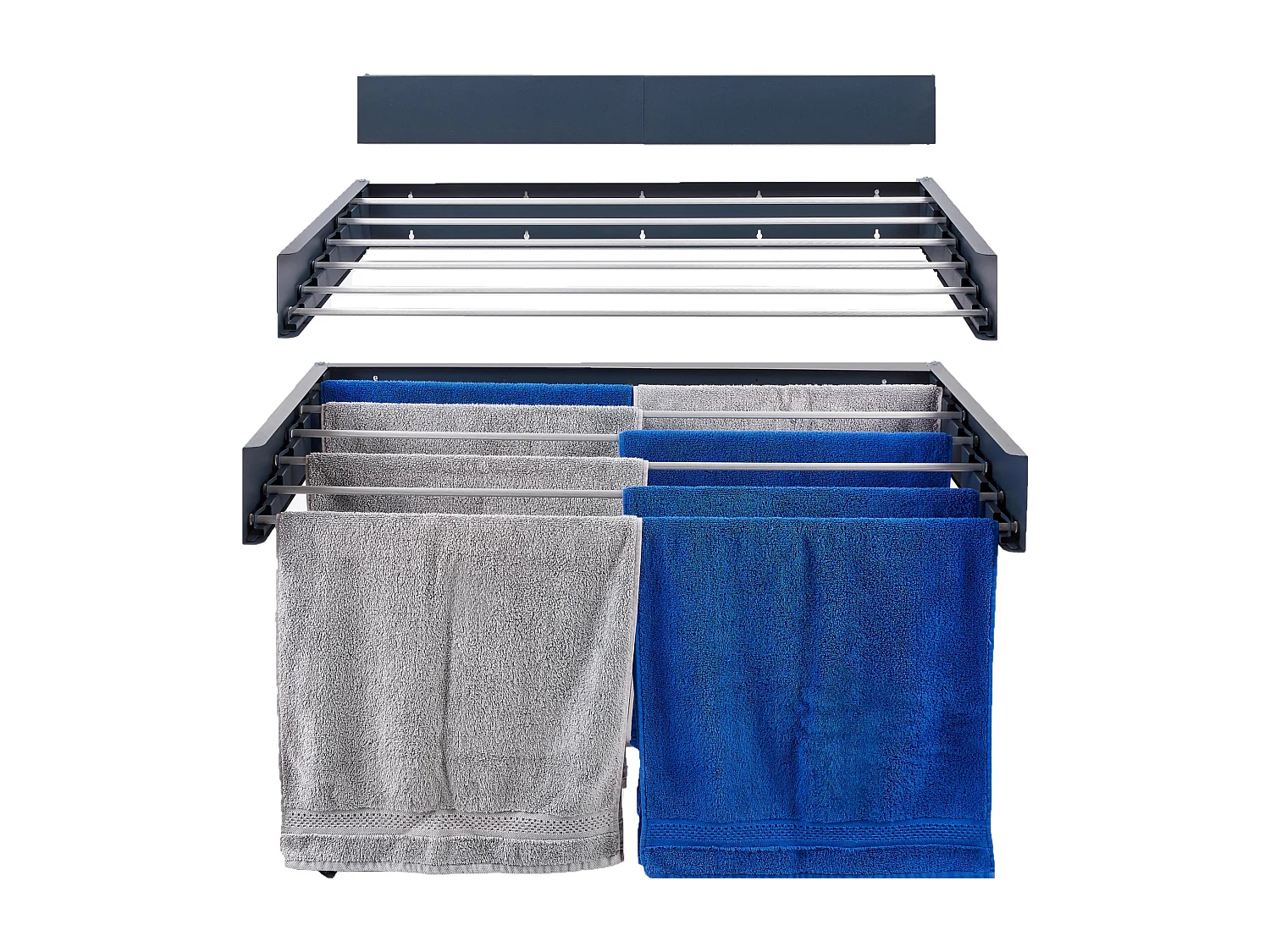 Étendoir mural rétractable en aluminium résistant – anthracite – 101x50x13 cm Hide 100