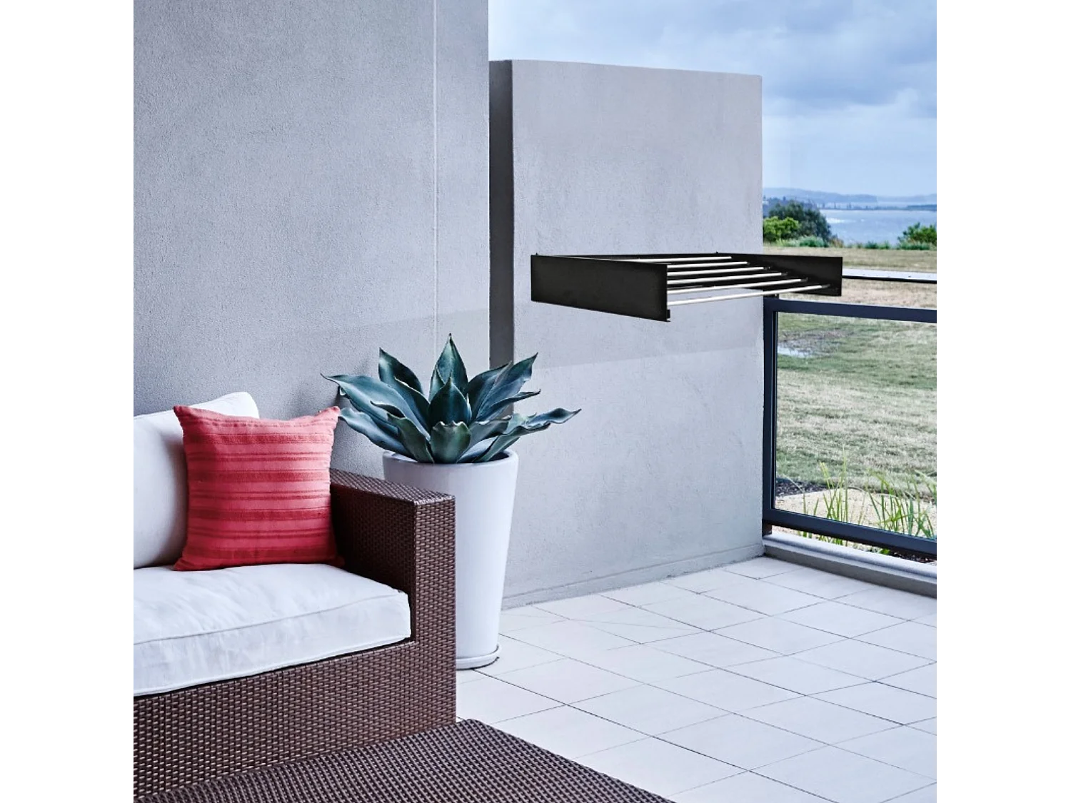 Étendoir mural rétractable en aluminium résistant – anthracite – 101x50x13 cm Hide 100