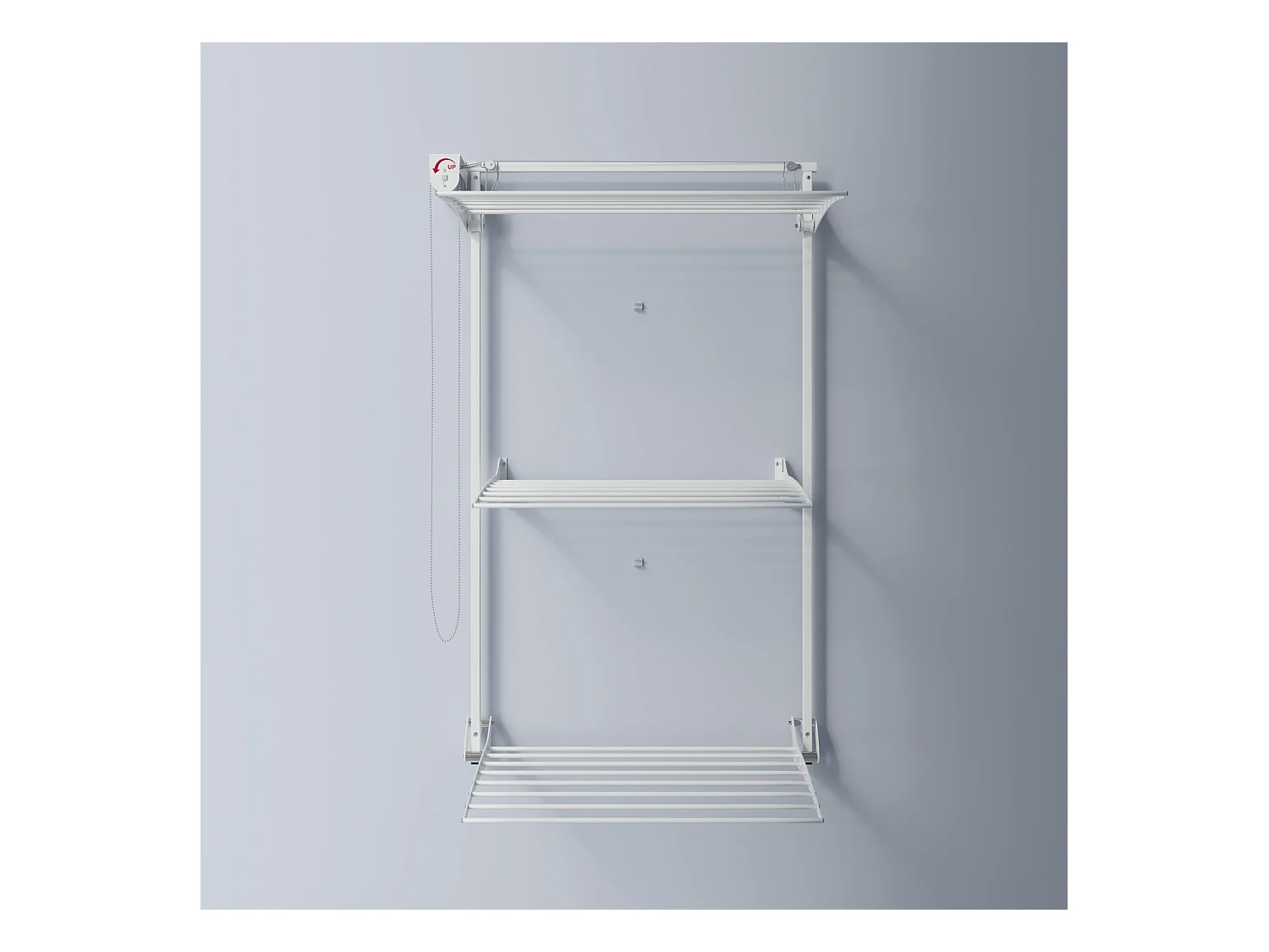 Étendoir mural 3 grilles pliable et réglable en hauteur – blanc – 88x52x137 cm Tower