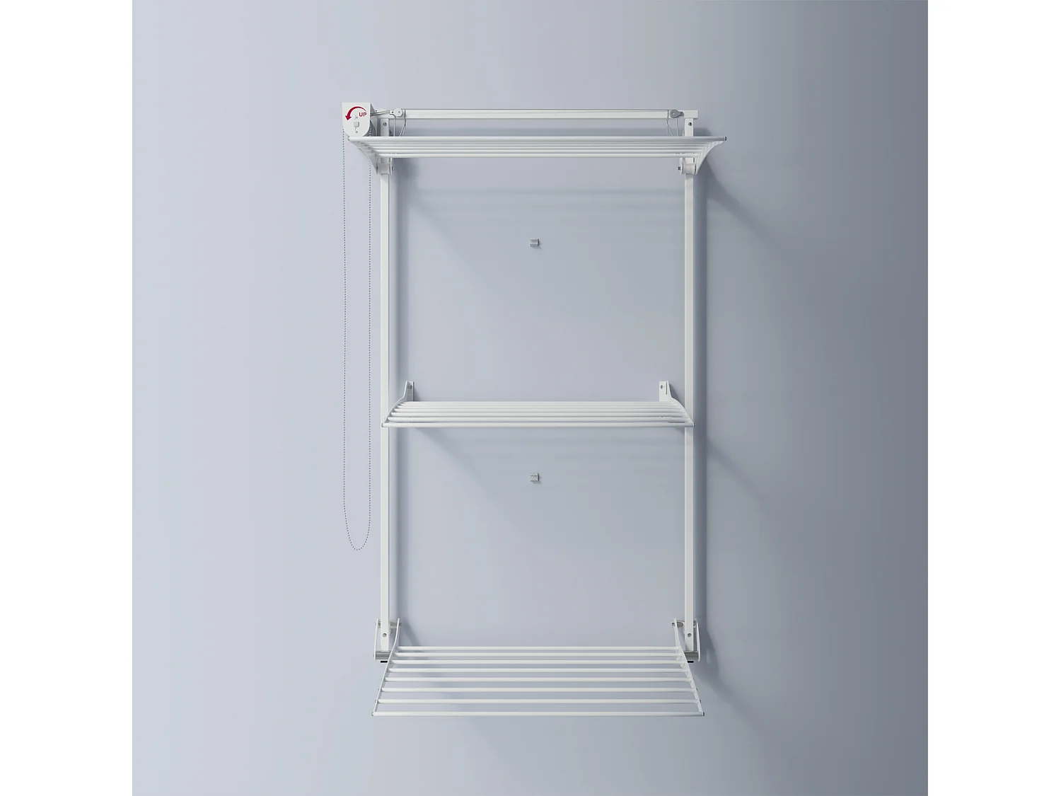 Étendoir mural 3 grilles pliable et réglable en hauteur – blanc – 88x52x137 cm Tower