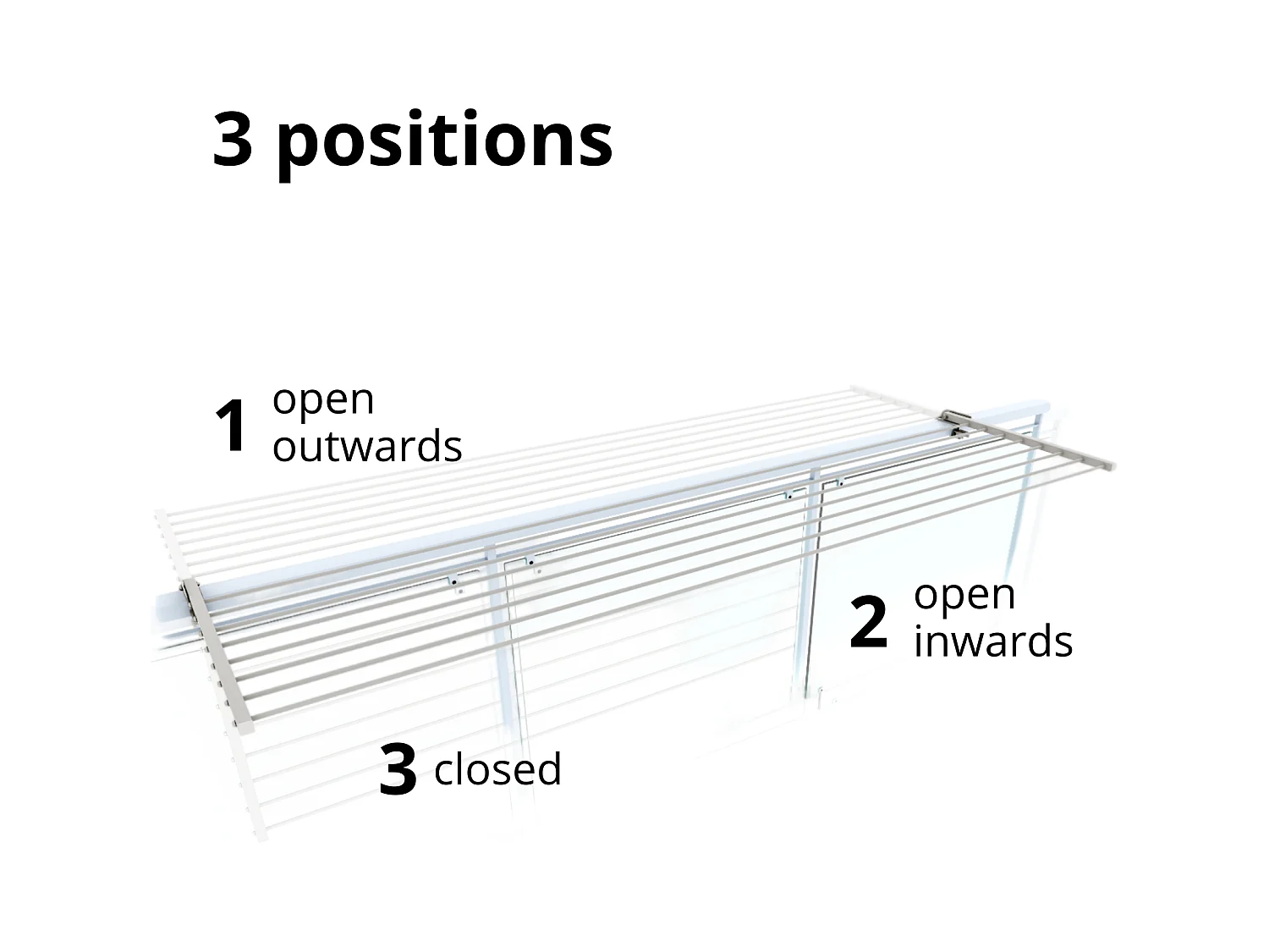 Étendoir balcon pliable et inclinable pour extérieur – blanc – 202x63x8 cm DUO