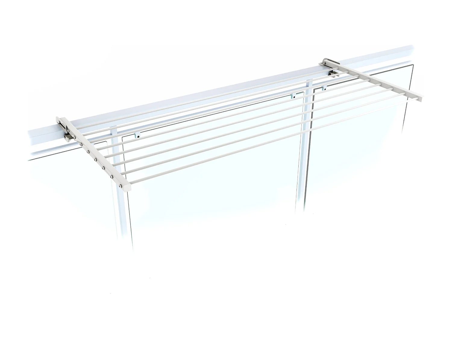 Étendoir balcon pliable et inclinable pour extérieur – blanc – 202x63x8 cm DUO
