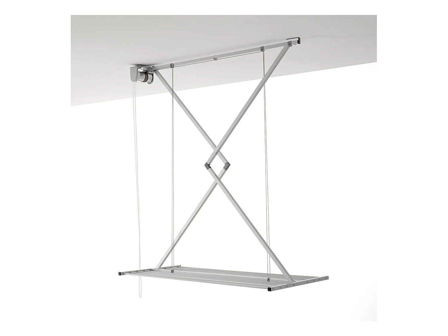 Étendoir de plafond manuel en aluminium résistant – gris – 152x54x25 cm Mini 150