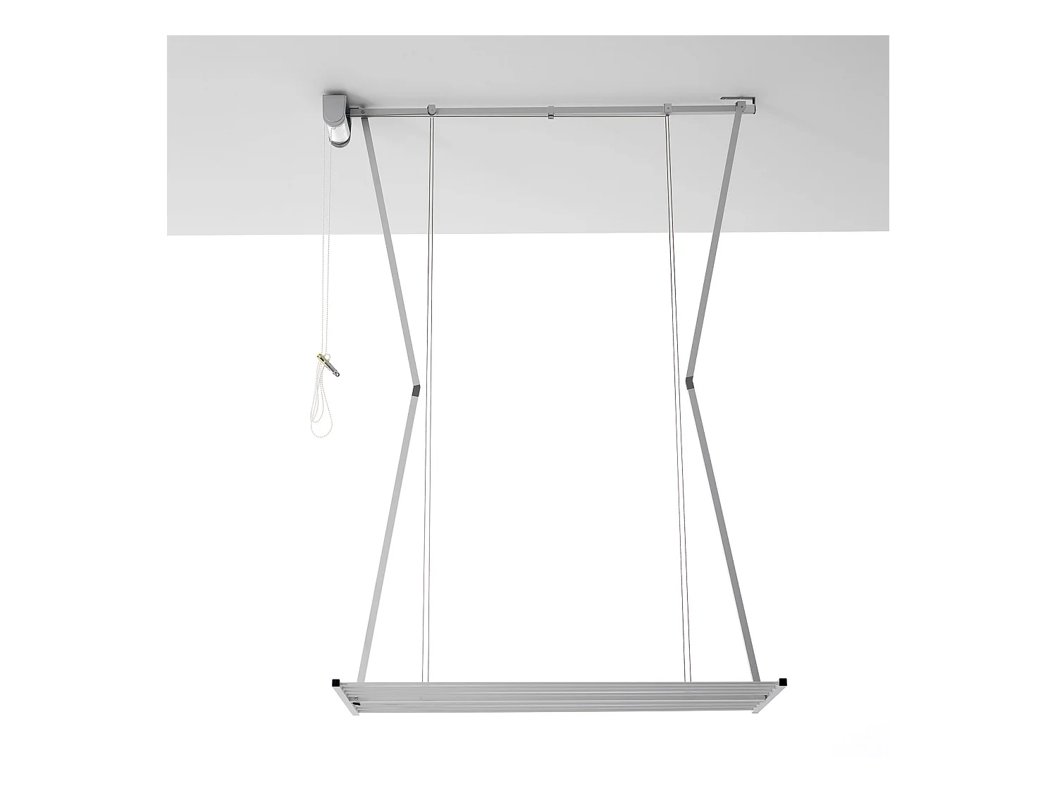 Étendoir de plafond manuel en aluminium résistant – gris – 152x54x25 cm Mini 150