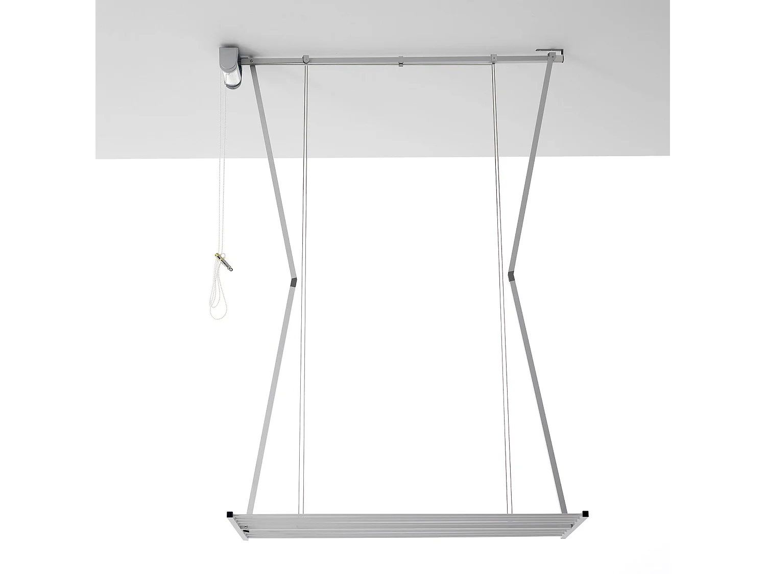 Étendoir de plafond manuel en aluminium résistant – gris – 152x54x25 cm Mini 150