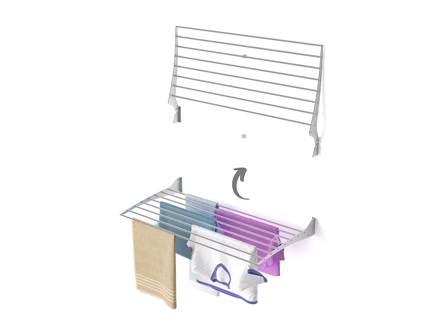 Étendoir à linge mural en aluminium résistant – gris – 100x50x10 cm Fold 100