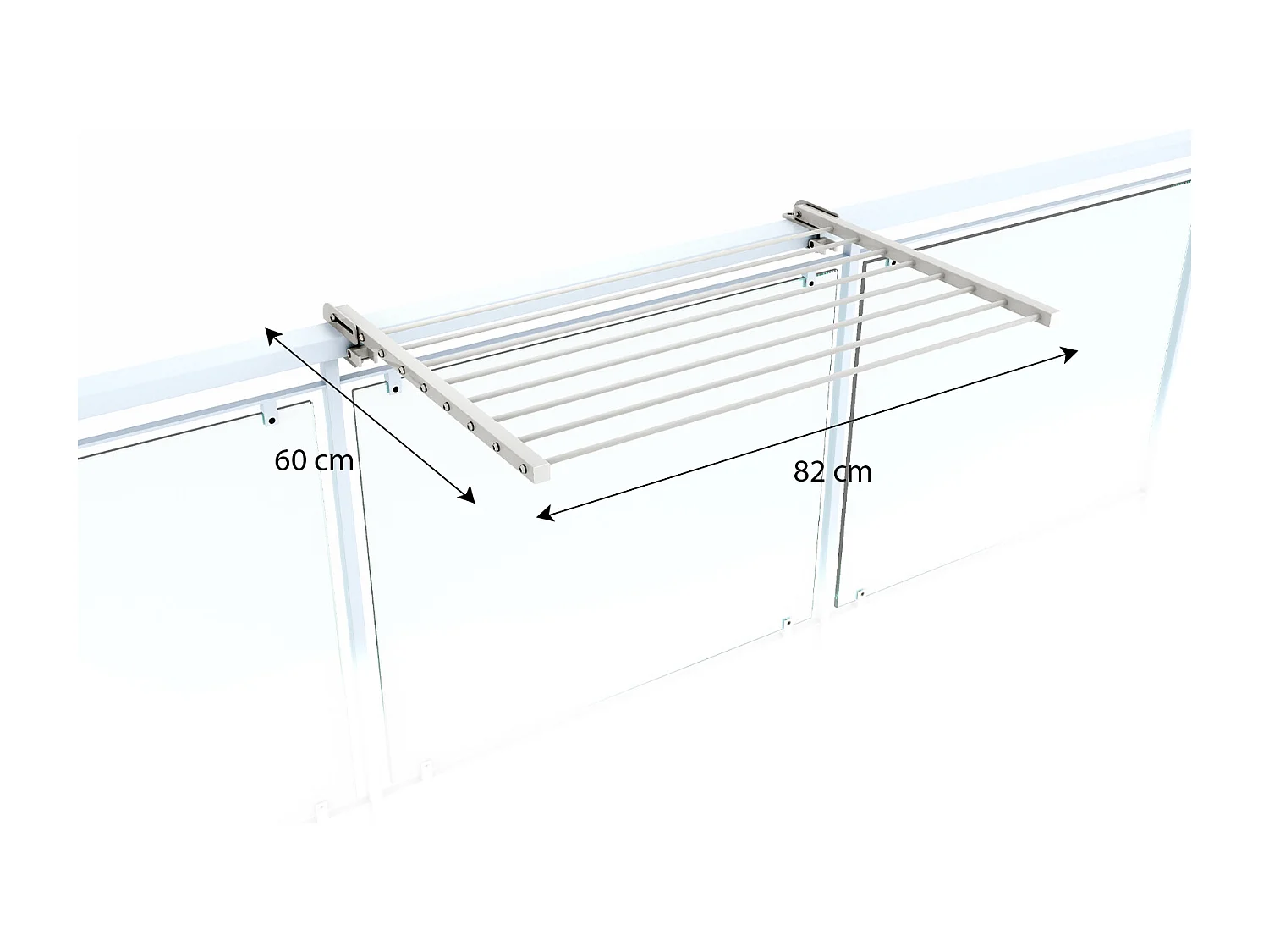 Étendoir balcon pliable et inclinable anti-rouille – blanc – 82x63x8 cm DUO