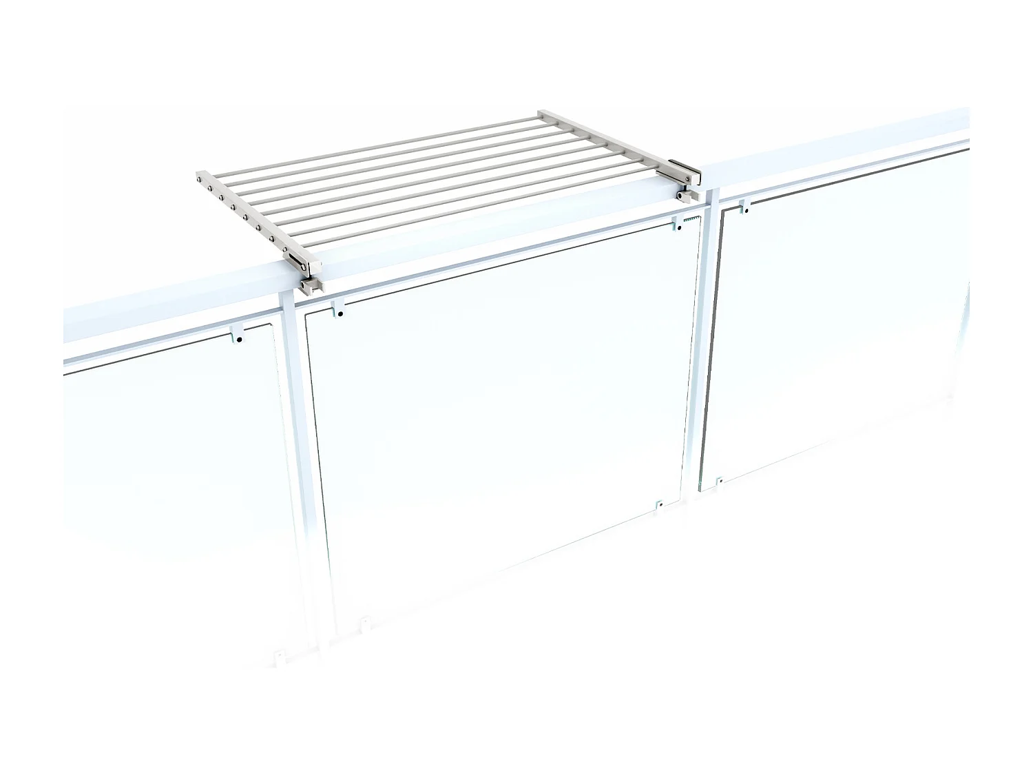 Étendoir balcon pliable et inclinable anti-rouille – blanc – 82x63x8 cm DUO