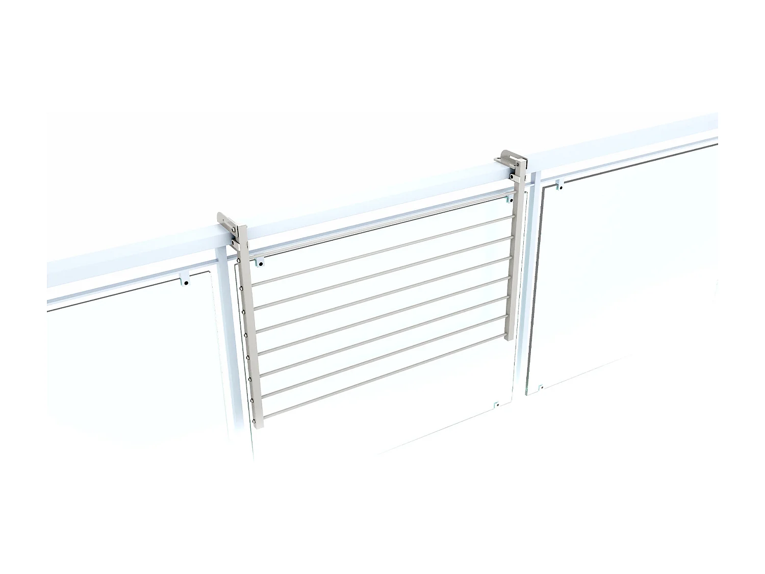 Étendoir balcon pliable et inclinable anti-rouille – blanc – 82x63x8 cm DUO