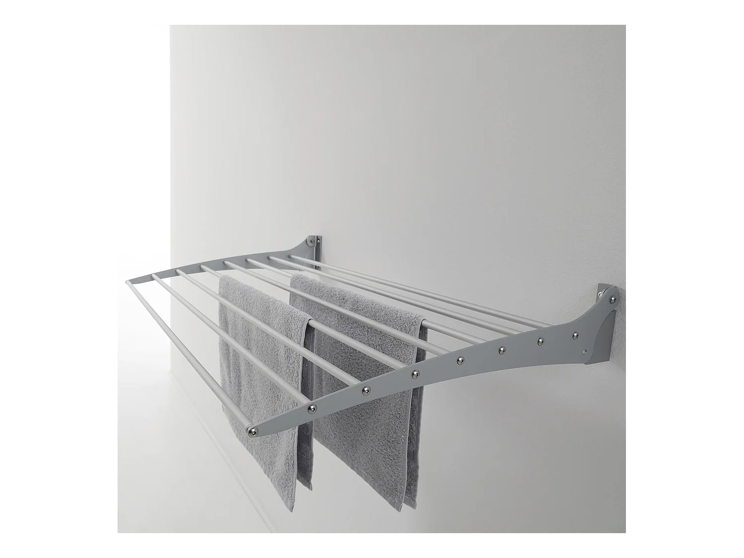 Étendoir à linge mural en aluminium résistant – gris – 82x50x10 cm Fold Down 80