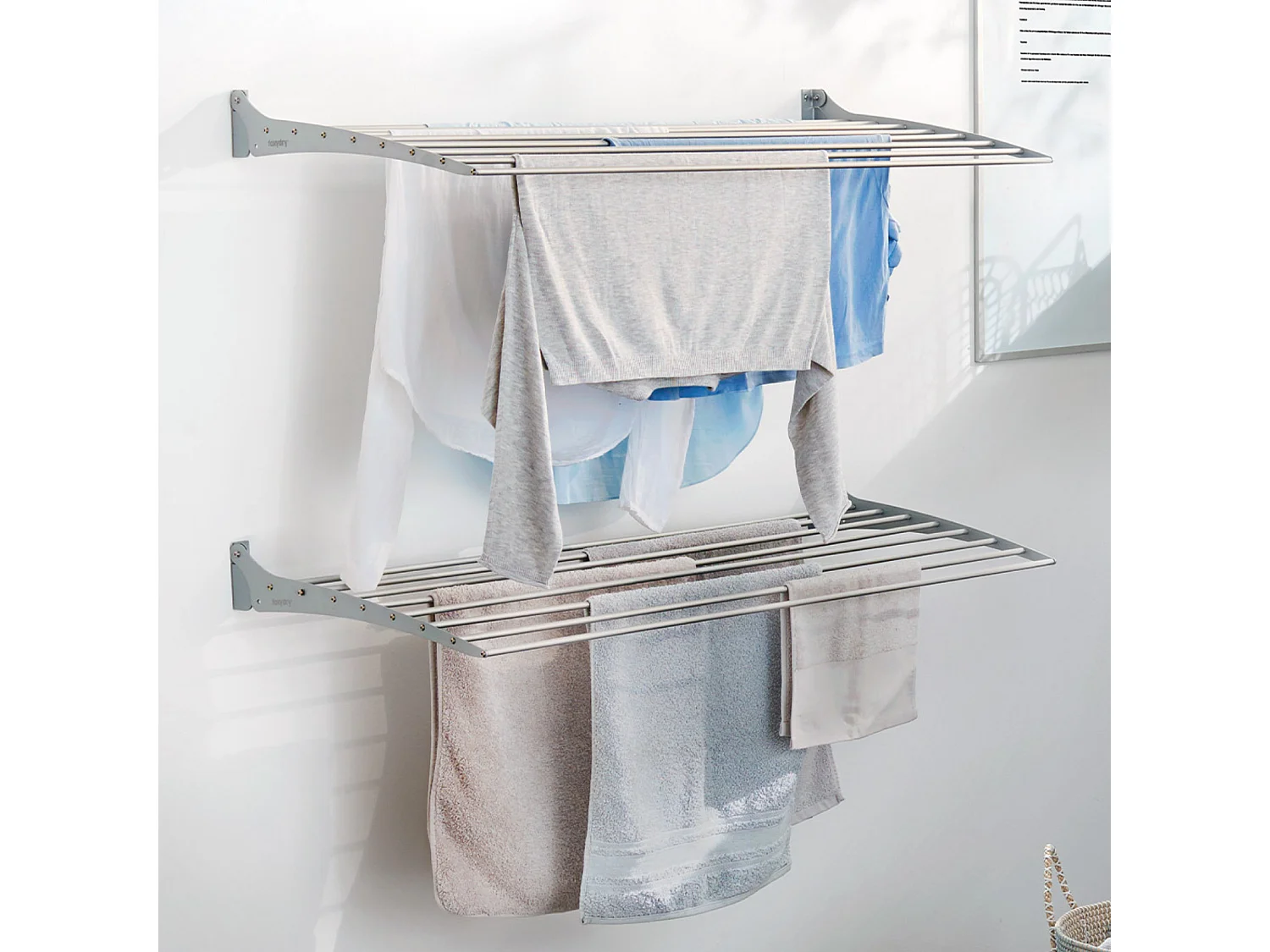 Étendoir à linge mural en aluminium résistant – gris – 82x50x10 cm Fold Down 80