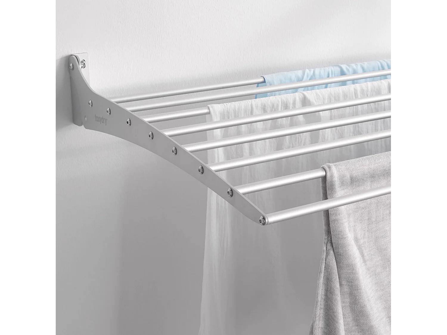 Étendoir à linge mural en aluminium résistant – blanc – 100x50x10 cm Fold Down 100