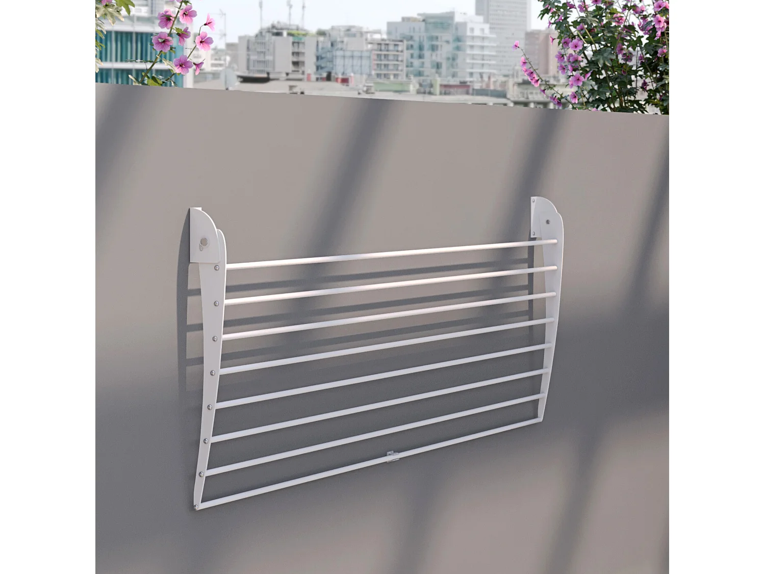 Étendoir à linge mural en aluminium résistant – blanc – 100x50x10 cm Fold Down 100