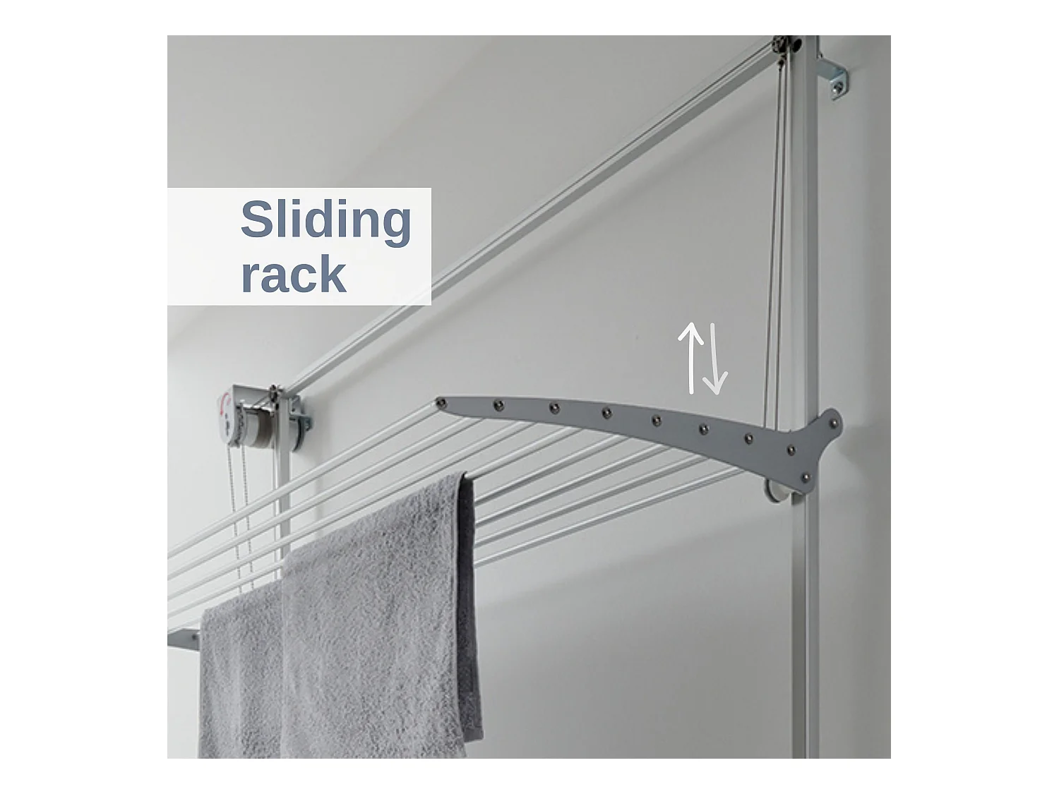 Étendoir mural 3 grilles pour intérieur et extérieur – gris – 88x52x137 cm Tower