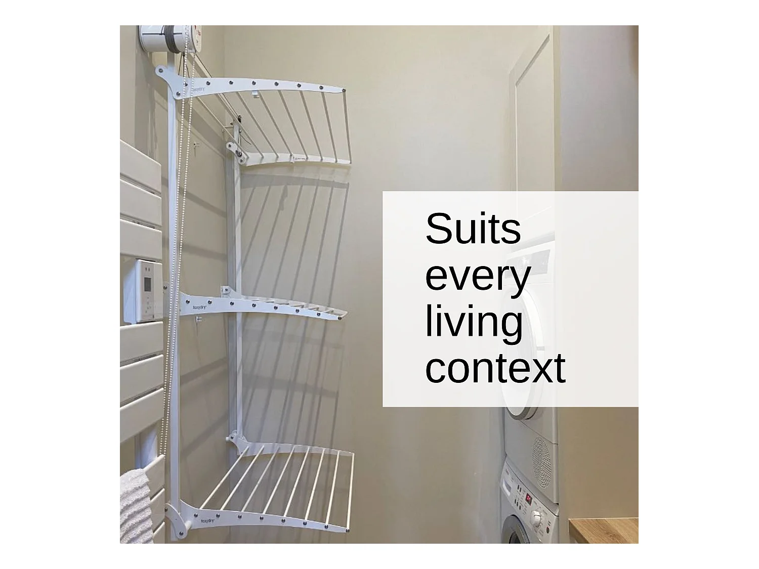 Étendoir mural 3 grilles pour intérieur et extérieur – gris – 88x52x137 cm Tower