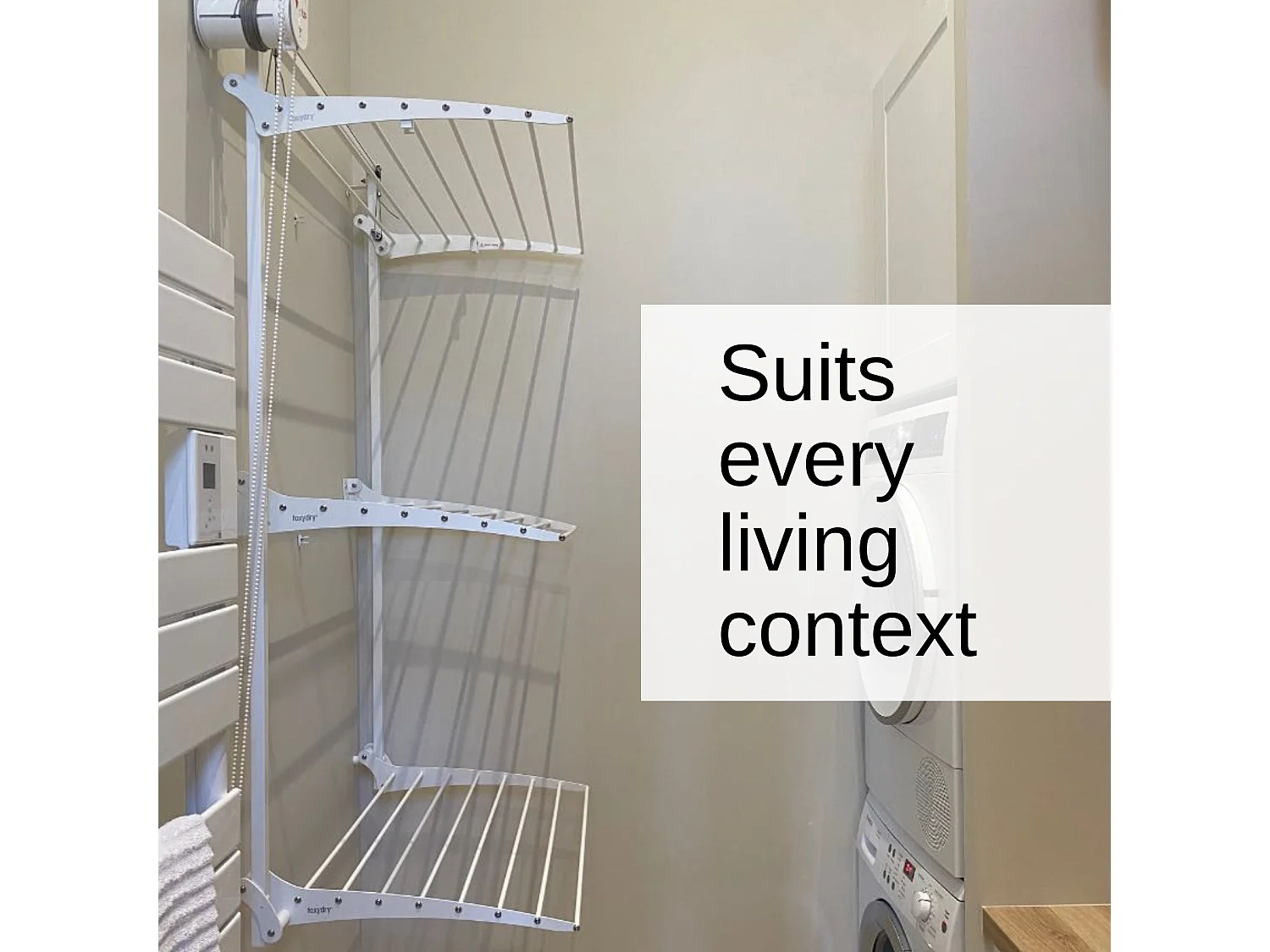 Étendoir mural 3 grilles pour intérieur et extérieur – gris – 88x52x137 cm Tower