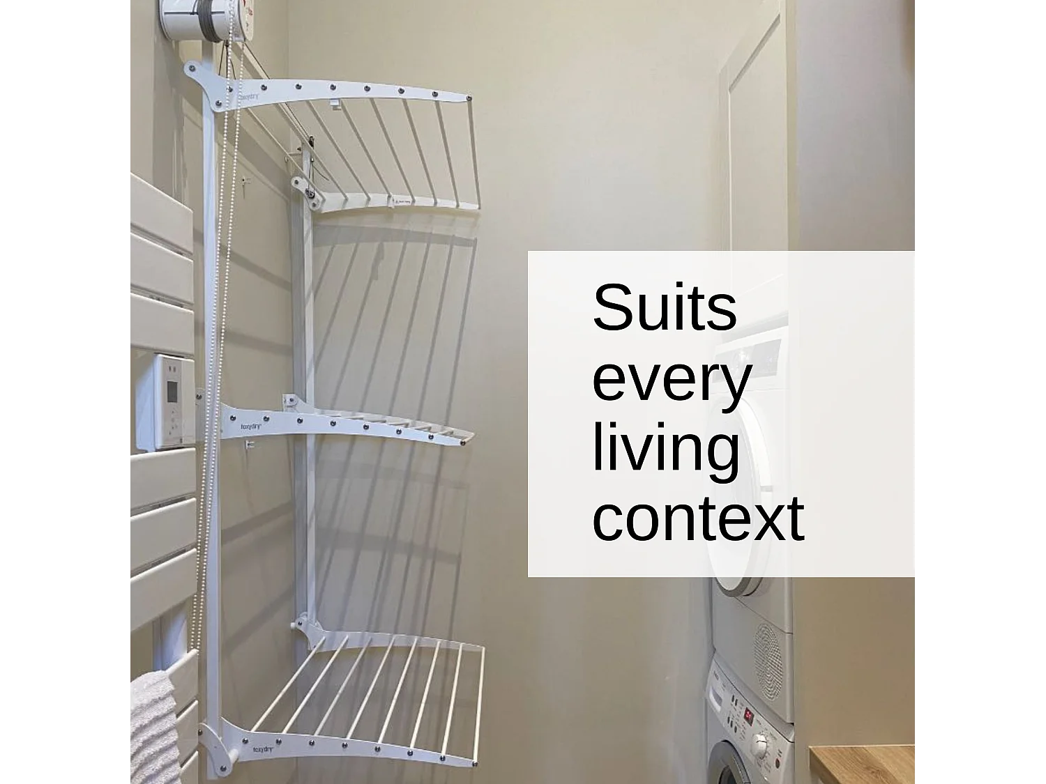 Étendoir mural 3 grilles pour intérieur et extérieur – gris – 88x52x137 cm Tower