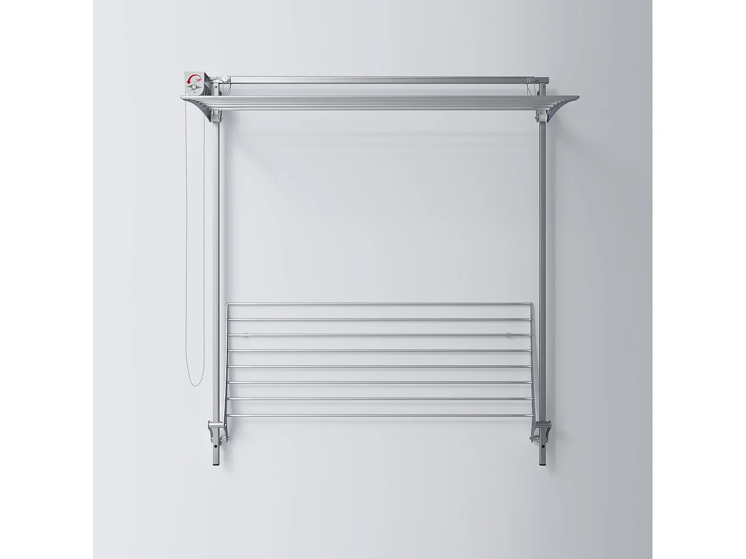 Étendoir mural 2 grilles pour intérieur et extérieur – gris – 128x52x137 cm Wall Plus
