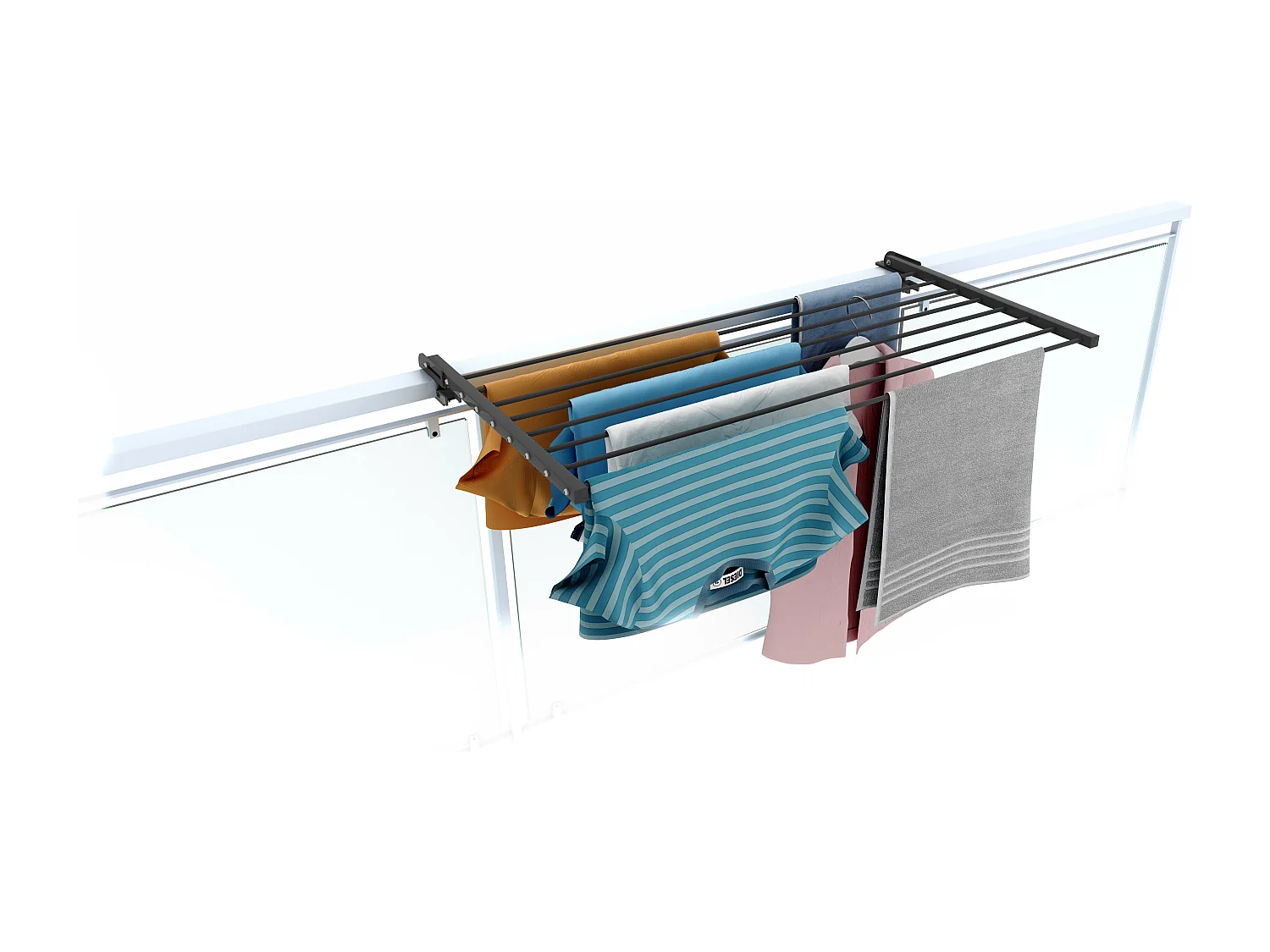 Étendoir balcon pliable et inclinable pour extérieur – antracite – 102x63x8 cm DUO