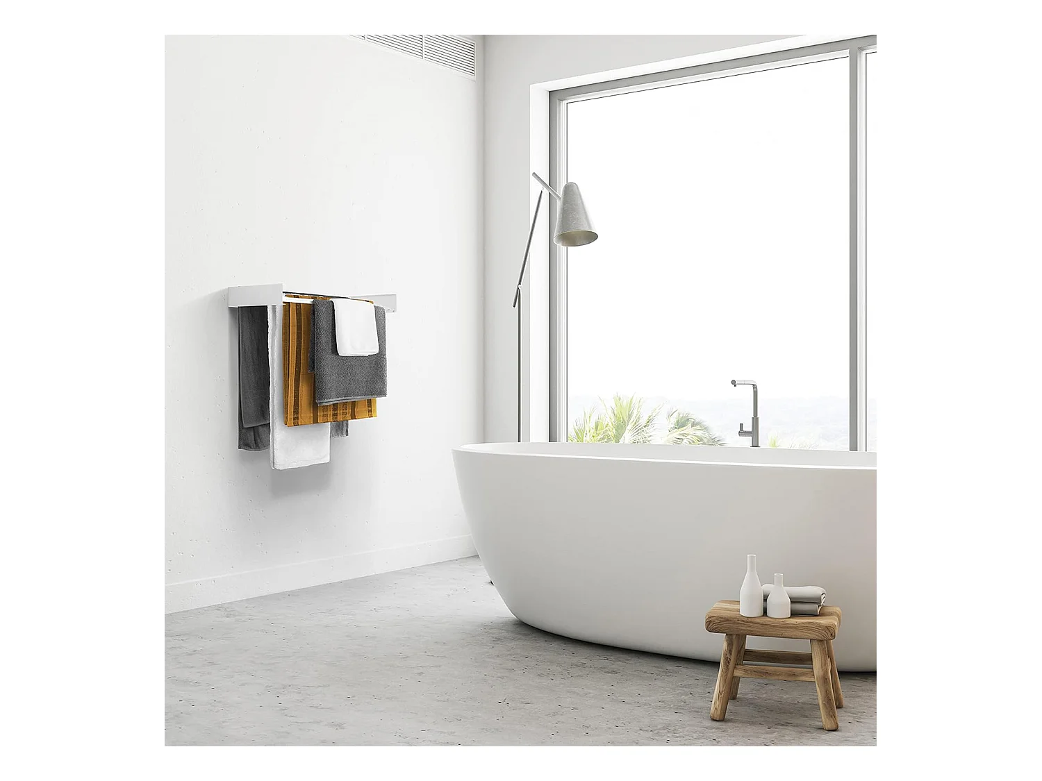 Étendoir mural rétractable en aluminium résistant – blanc – 71x35x13 cm Hide 70