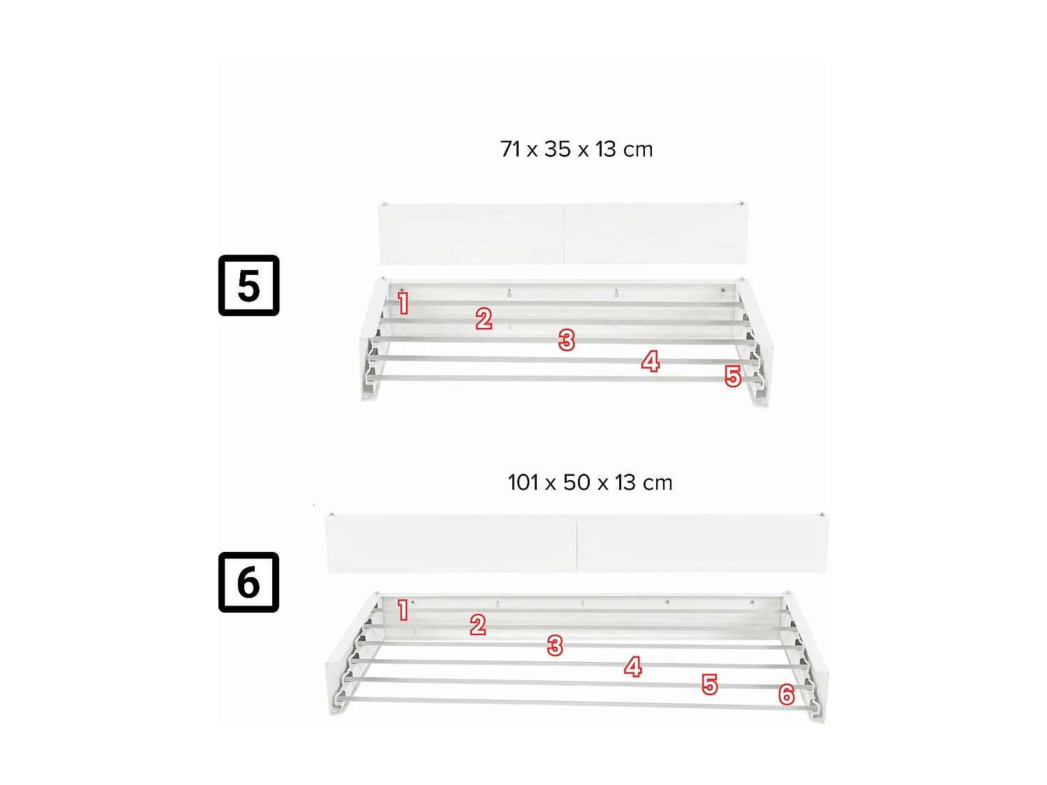 Étendoir mural rétractable en aluminium résistant – blanc – 71x35x13 cm Hide 70