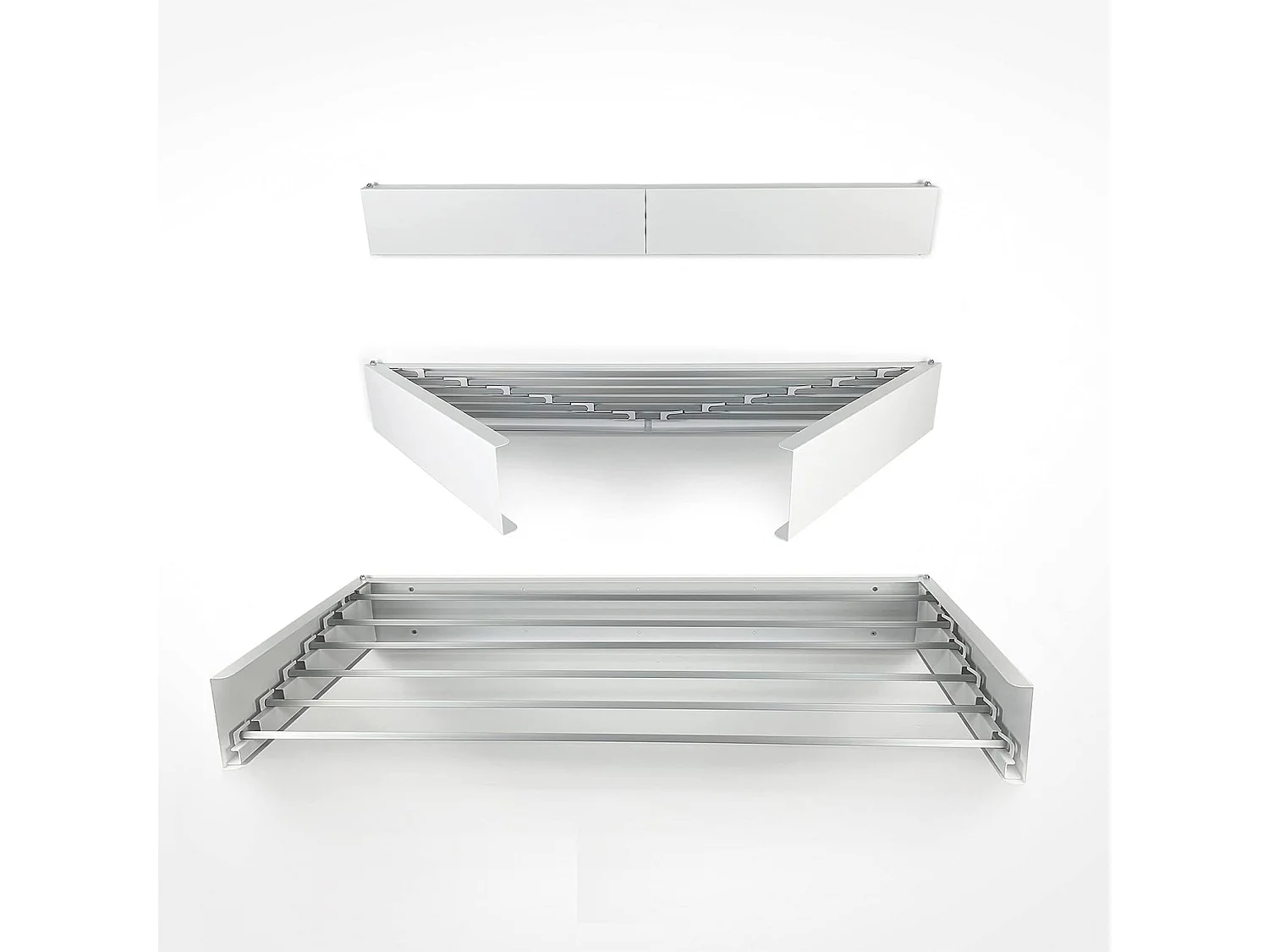 Étendoir mural rétractable en aluminium résistant – blanc – 71x35x13 cm Hide 70