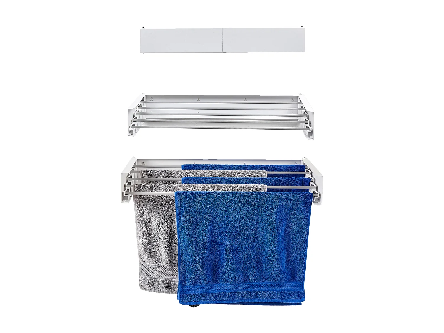 Étendoir mural rétractable en aluminium résistant – blanc – 71x35x13 cm Hide 70