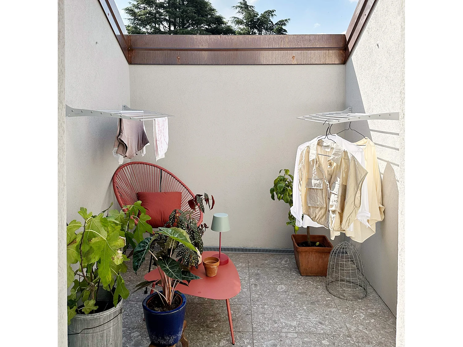 Étendoir à linge mural en aluminium résistant – blanc – 60x50x10 cm Fold Down 60