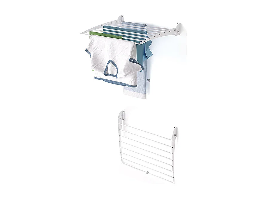 Étendoir à linge mural en aluminium résistant – blanc – 60x50x10 cm Fold Down 60