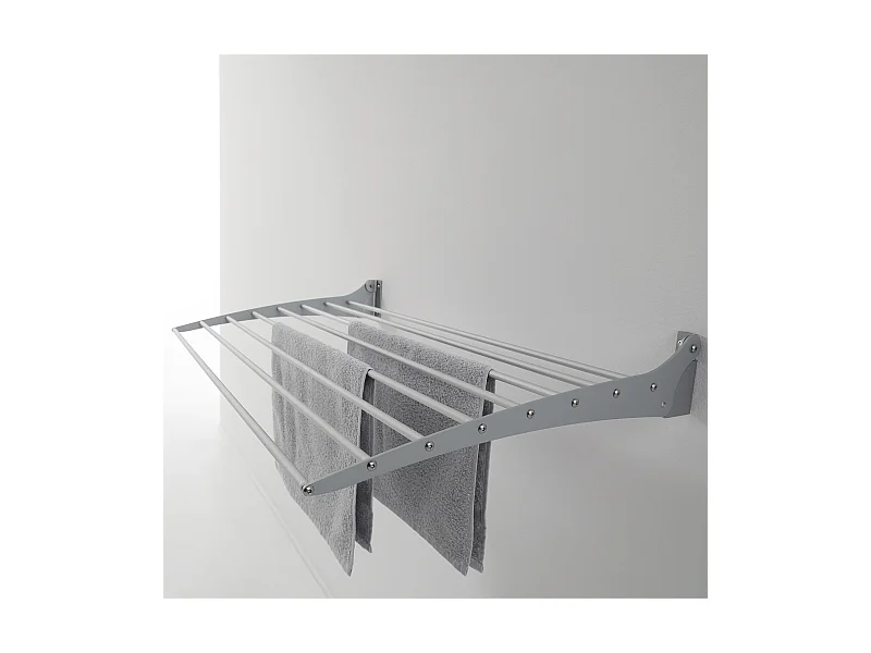 Étendoir à linge mural pour intérieur et extérieur – gris – 100x50x10 cm Fold Down 100