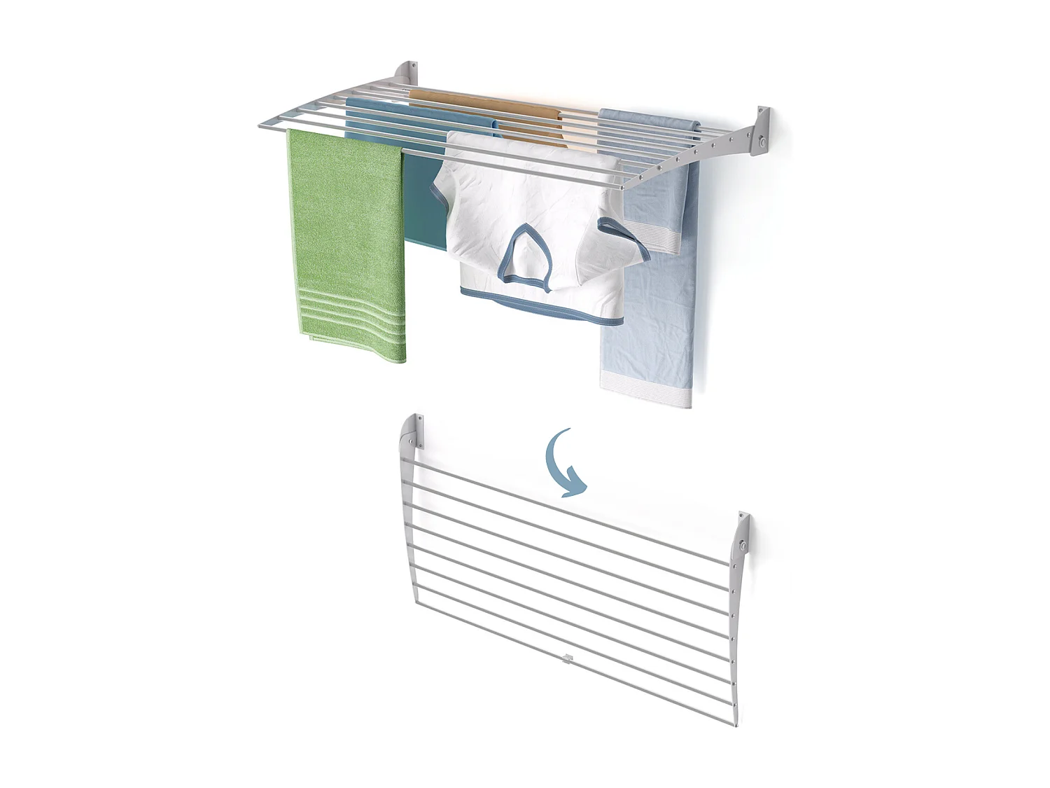 Étendoir à linge mural pour intérieur et extérieur – gris – 100x50x10 cm Fold Down 100