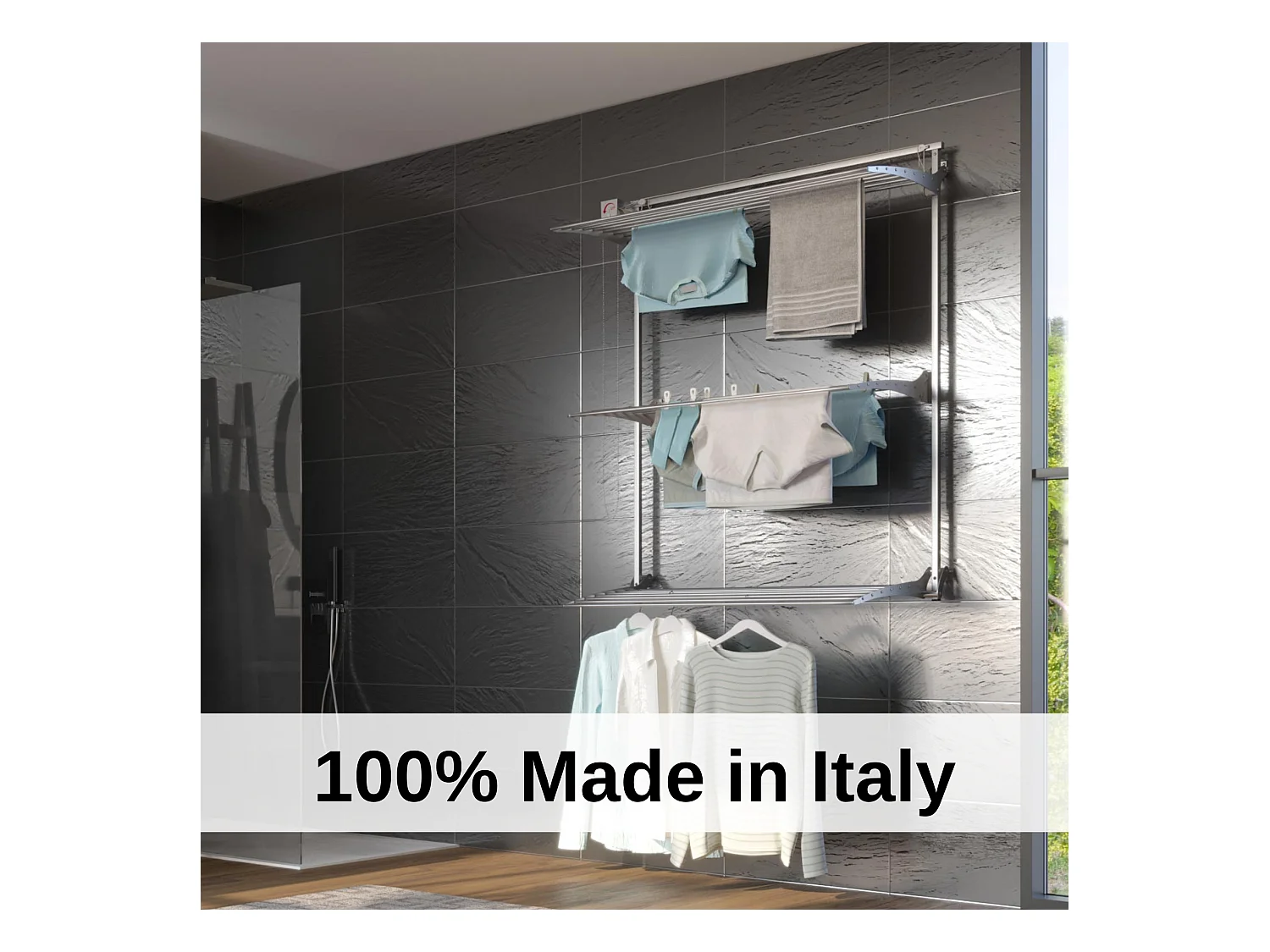 Étendoir mural 3 grilles pour intérieur et extérieur – blanc – 128x52x137 cm Tower