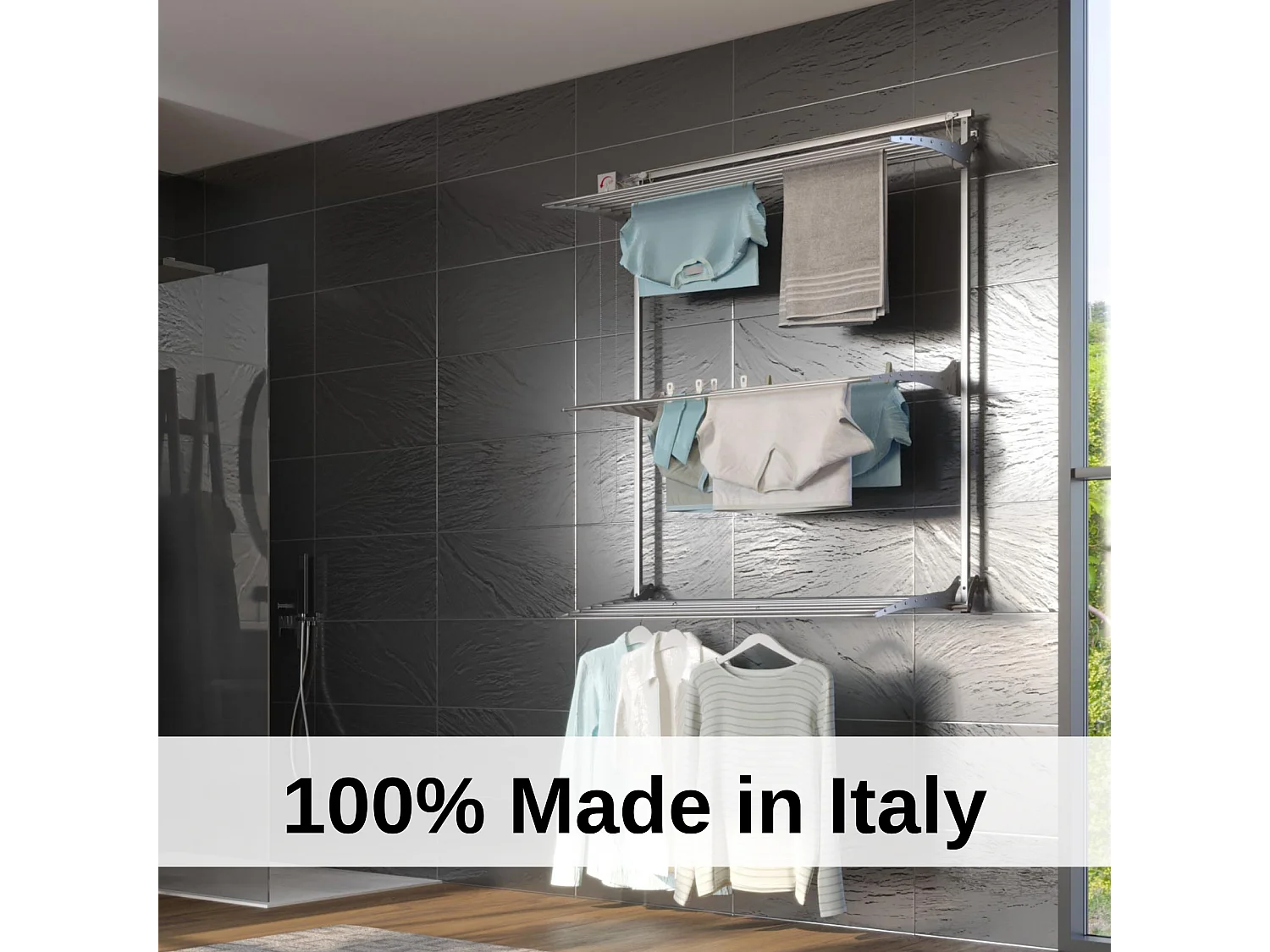 Étendoir mural 3 grilles pour intérieur et extérieur – blanc – 128x52x137 cm Tower