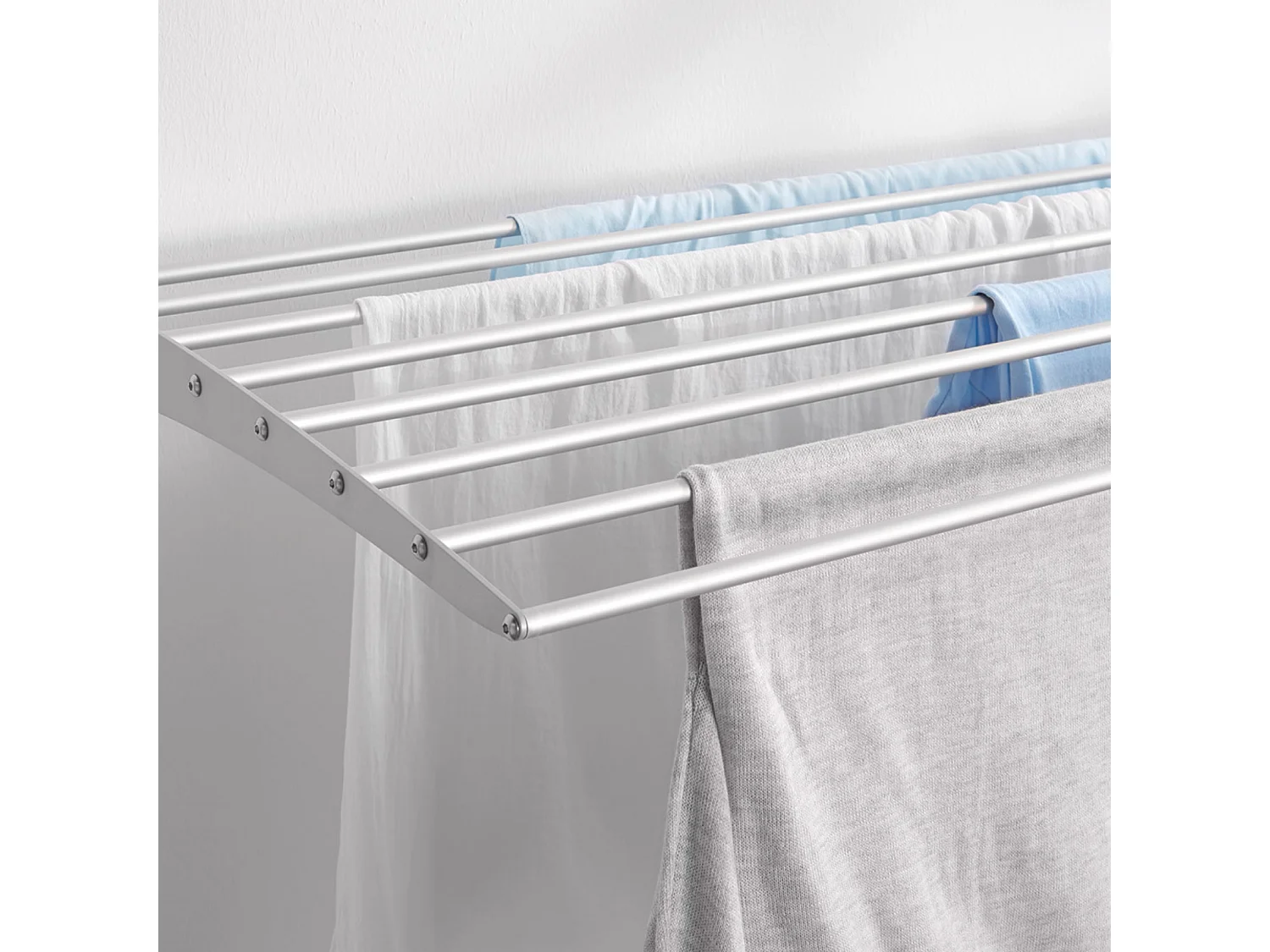 Étendoir à linge mural pour intérieur et extérieur – gris – 116x50x10 cm Fold Down 120