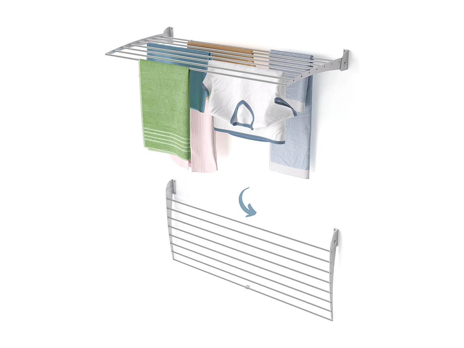 Étendoir à linge mural pour intérieur et extérieur – gris – 116x50x10 cm Fold Down 120