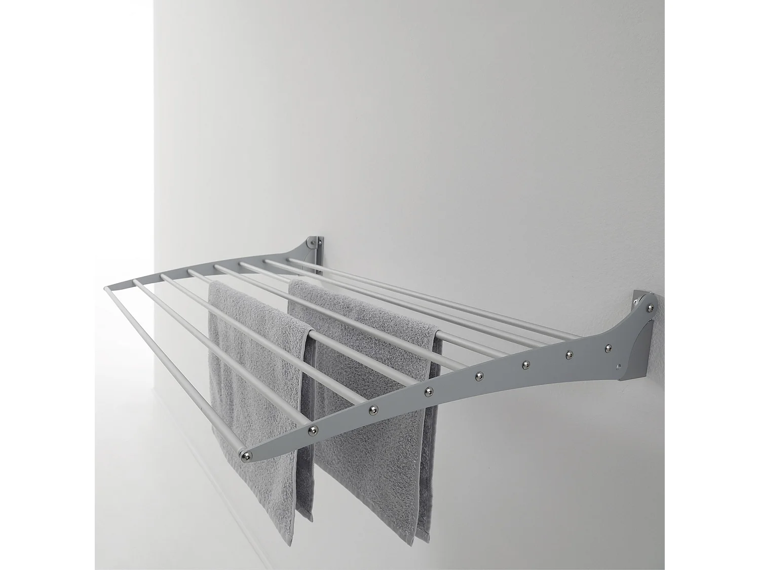 Étendoir à linge mural pour intérieur et extérieur – gris – 116x50x10 cm Fold Down 120