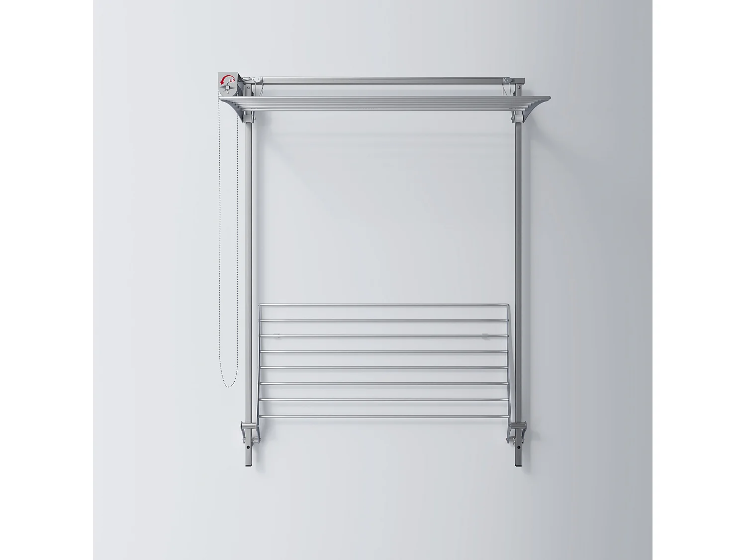 Étendoir mural 2 grilles aluminium résistant – gris – 108x52x137 cm Wall Plus