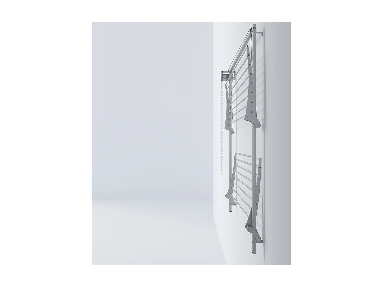 Étendoir mural 2 grilles aluminium résistant – gris – 108x52x137 cm Wall Plus