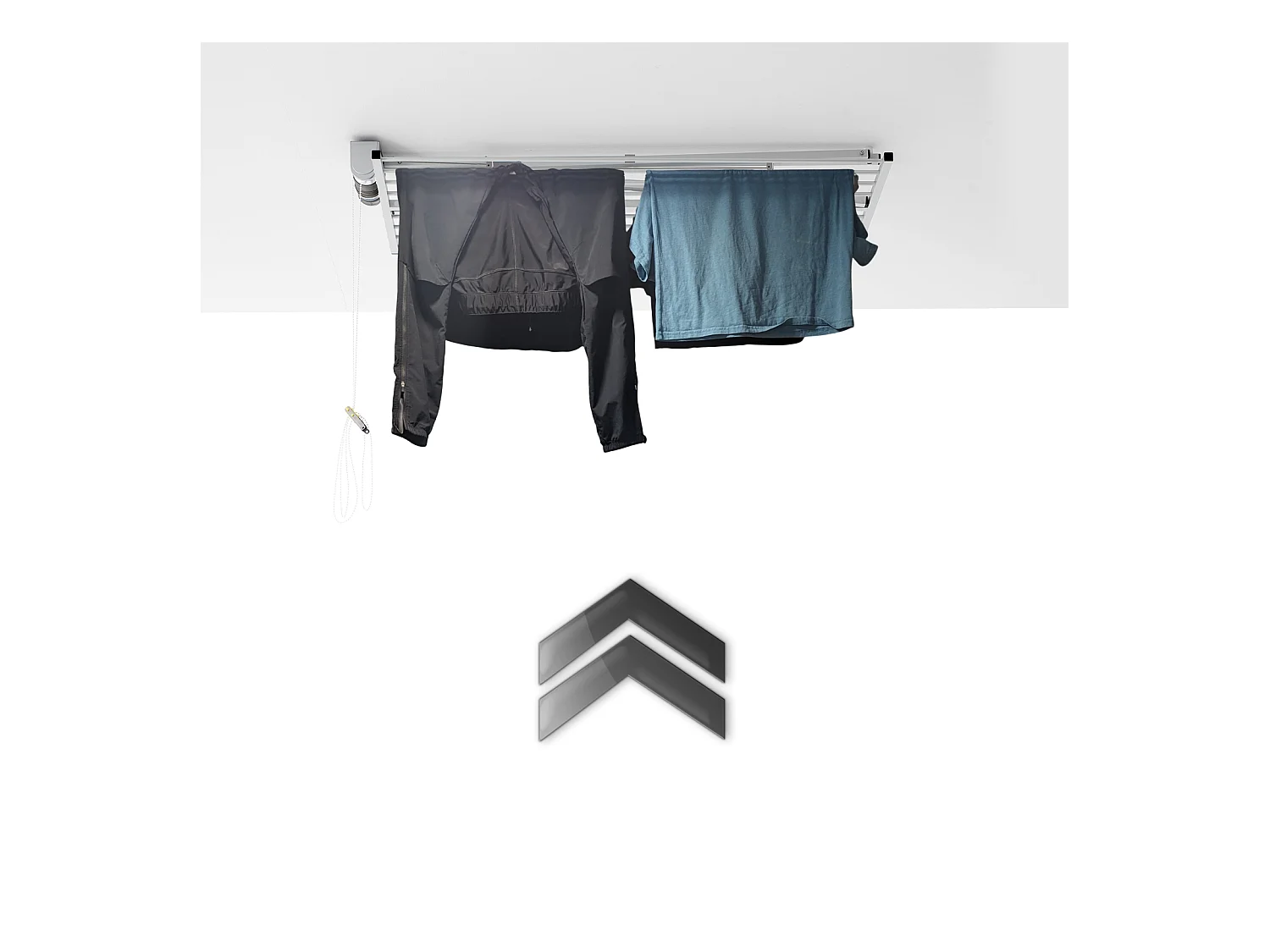 Étendoir de plafond manuel en aluminium résistant – blanc – 128x54x25 cm Mini 120