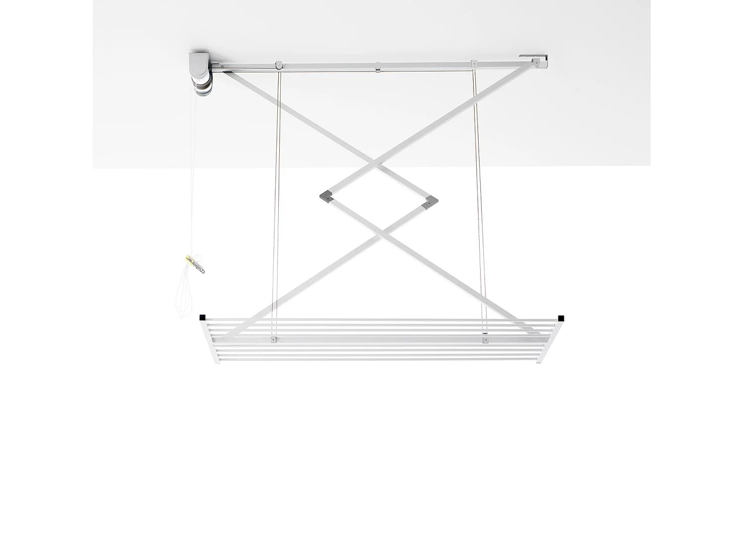 Étendoir de plafond manuel en aluminium résistant – blanc – 128x54x25 cm Mini 120