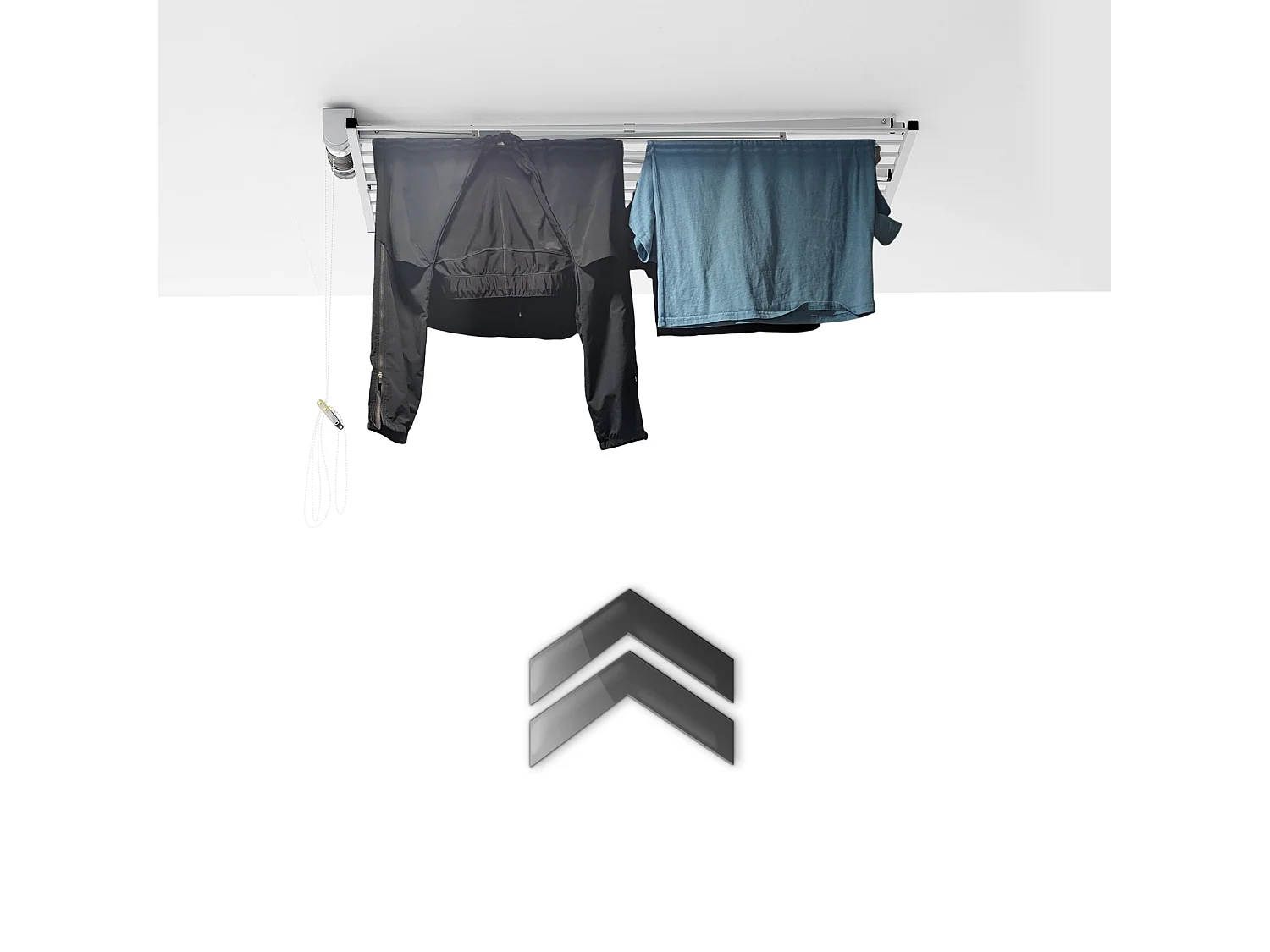 Étendoir de plafond manuel en aluminium résistant – blanc – 128x54x25 cm Mini 120