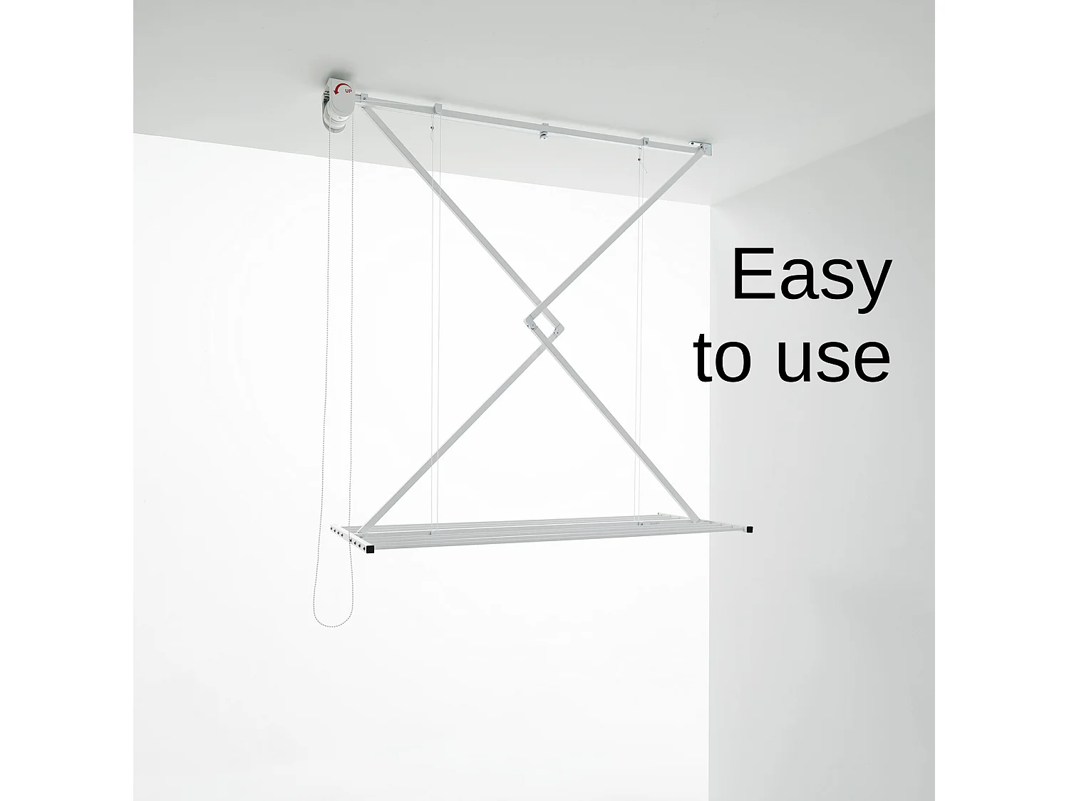 Étendoir de plafond manuel en aluminium résistant – blanc – 128x54x25 cm Mini 120