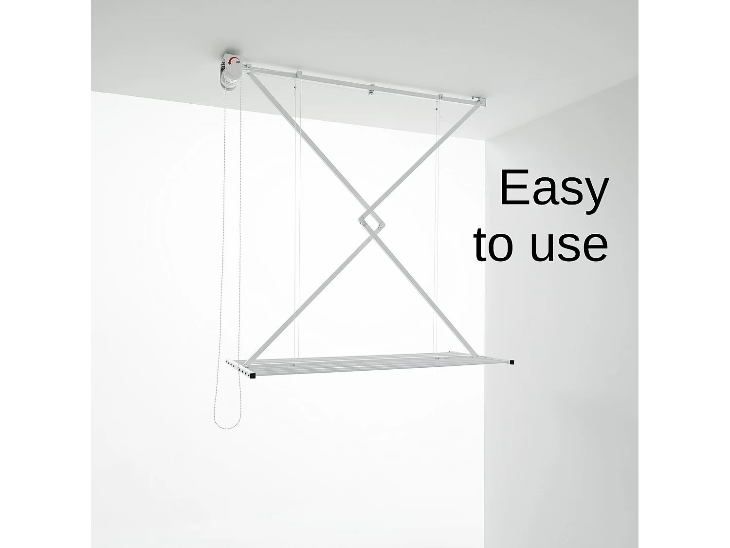 Étendoir de plafond manuel en aluminium résistant – blanc – 128x54x25 cm Mini 120