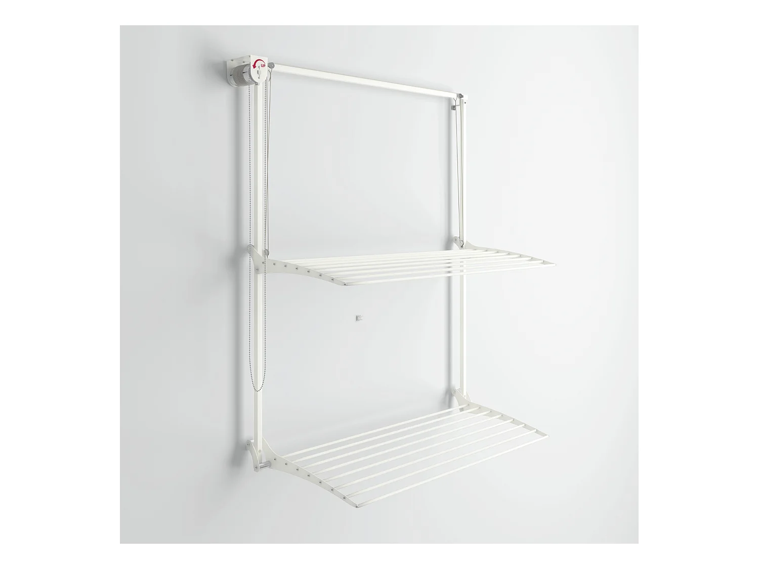 Étendoir mural 2 grilles aluminium résistant – blanc – 152x52x137 cm Wall Plus