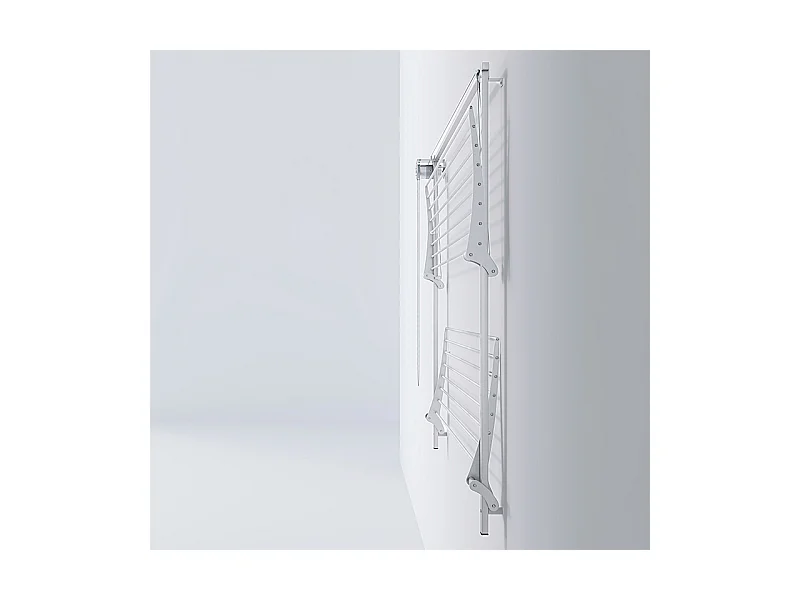Étendoir mural 2 grilles aluminium résistant – blanc – 152x52x137 cm Wall Plus