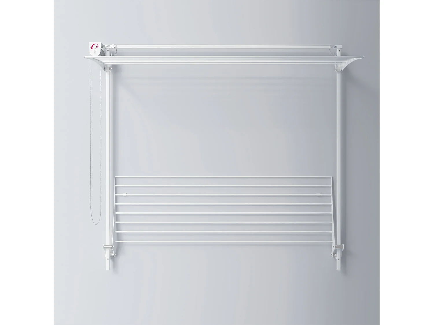 Étendoir mural 2 grilles aluminium résistant – blanc – 152x52x137 cm Wall Plus