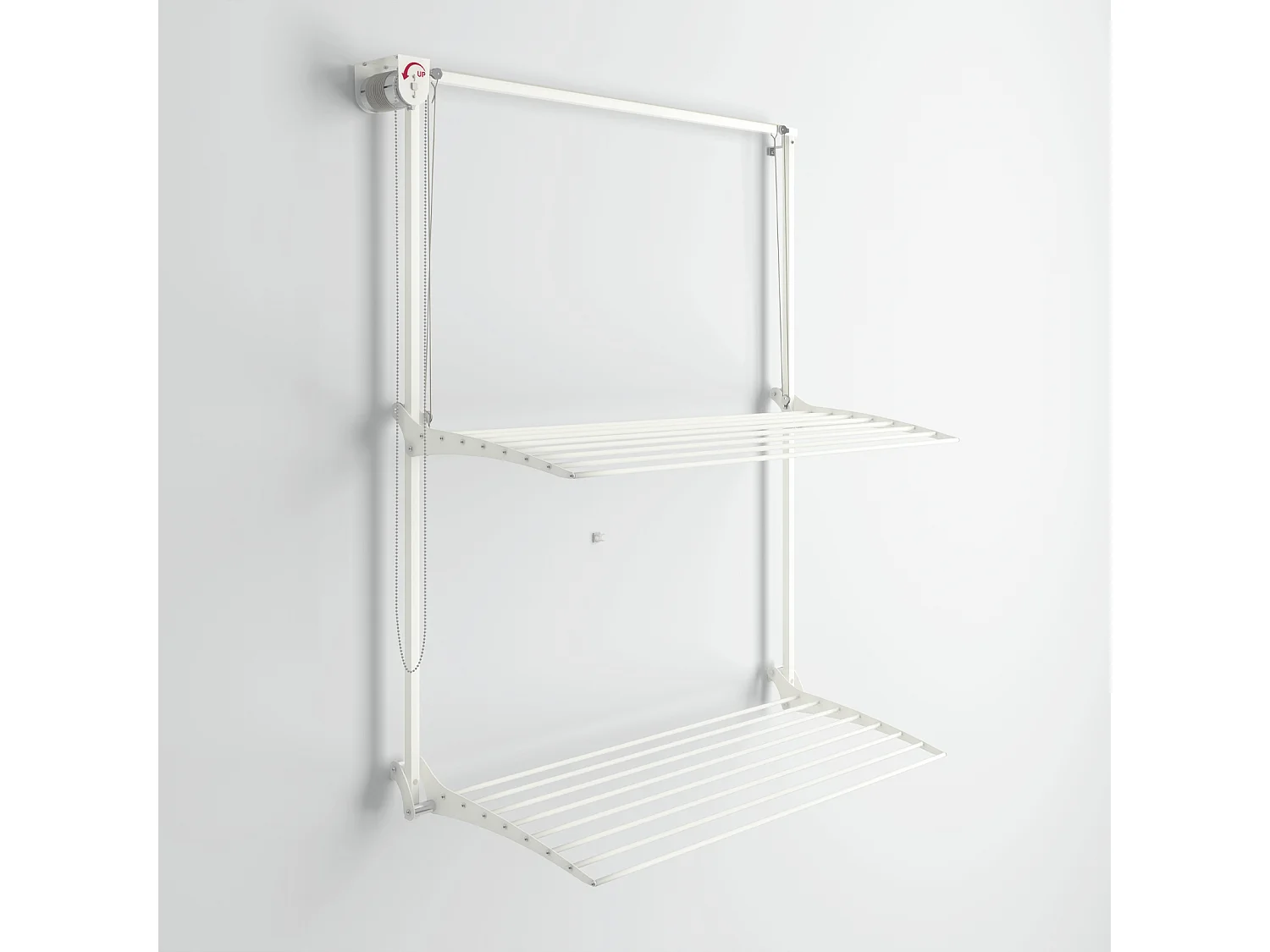 Étendoir mural 2 grilles aluminium résistant – blanc – 152x52x137 cm Wall Plus