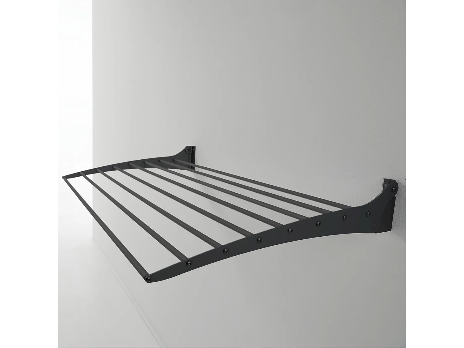 Étendoir à linge mural pour intérieur et extérieur – noir – 100x50x10 cm Fold 100