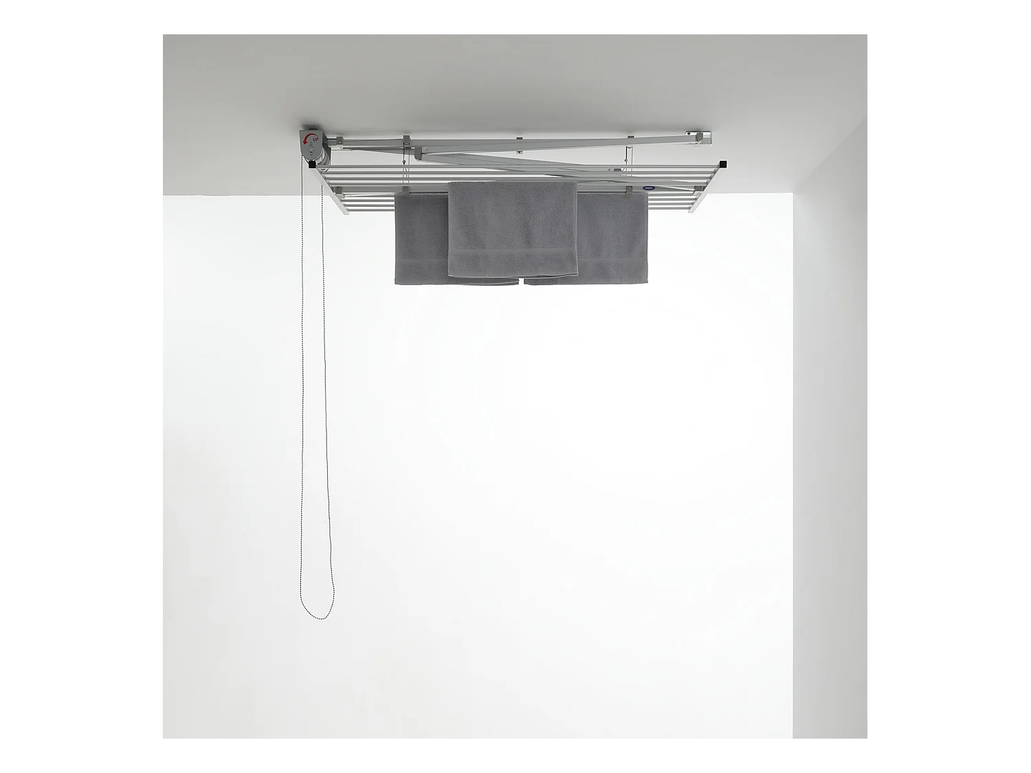 Étendoir de plafond manuel en aluminium résistant – gris – 128x54x25 cm Mini 120